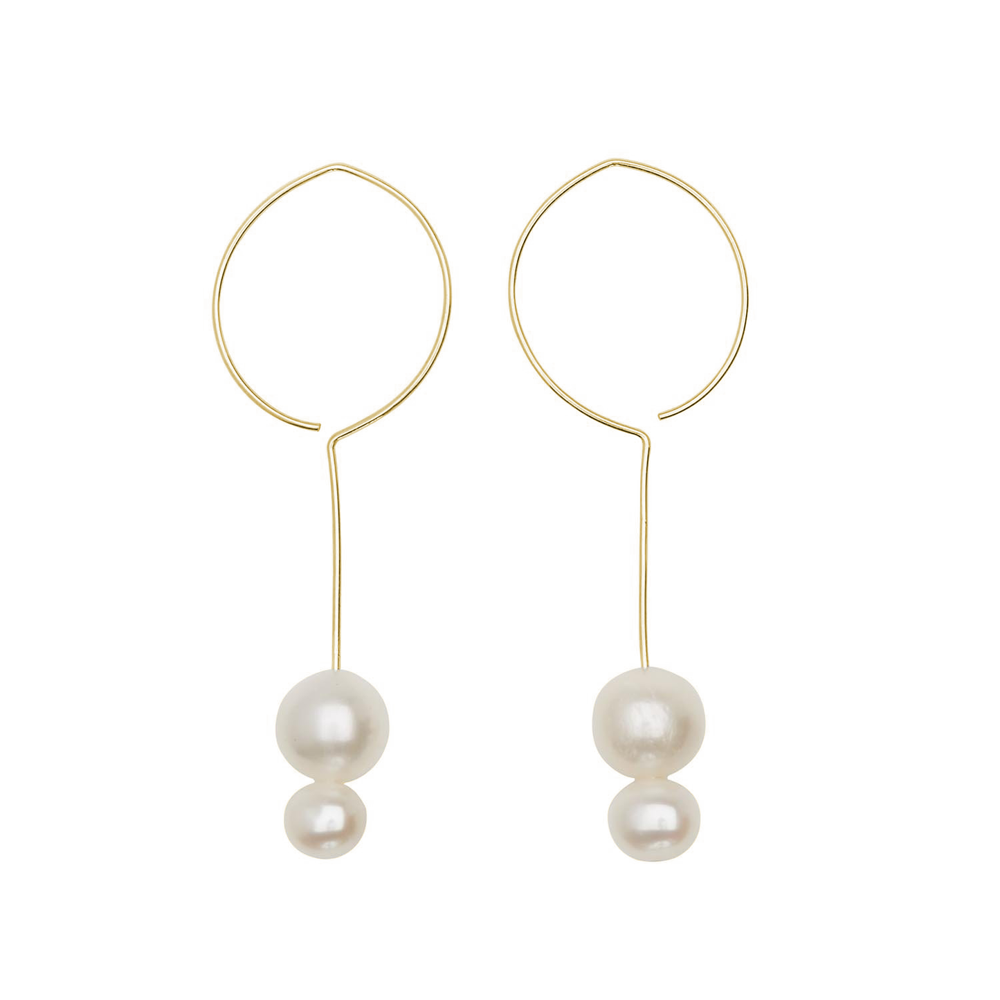Long Round Drop Earrings with Round Freshwater Pearls