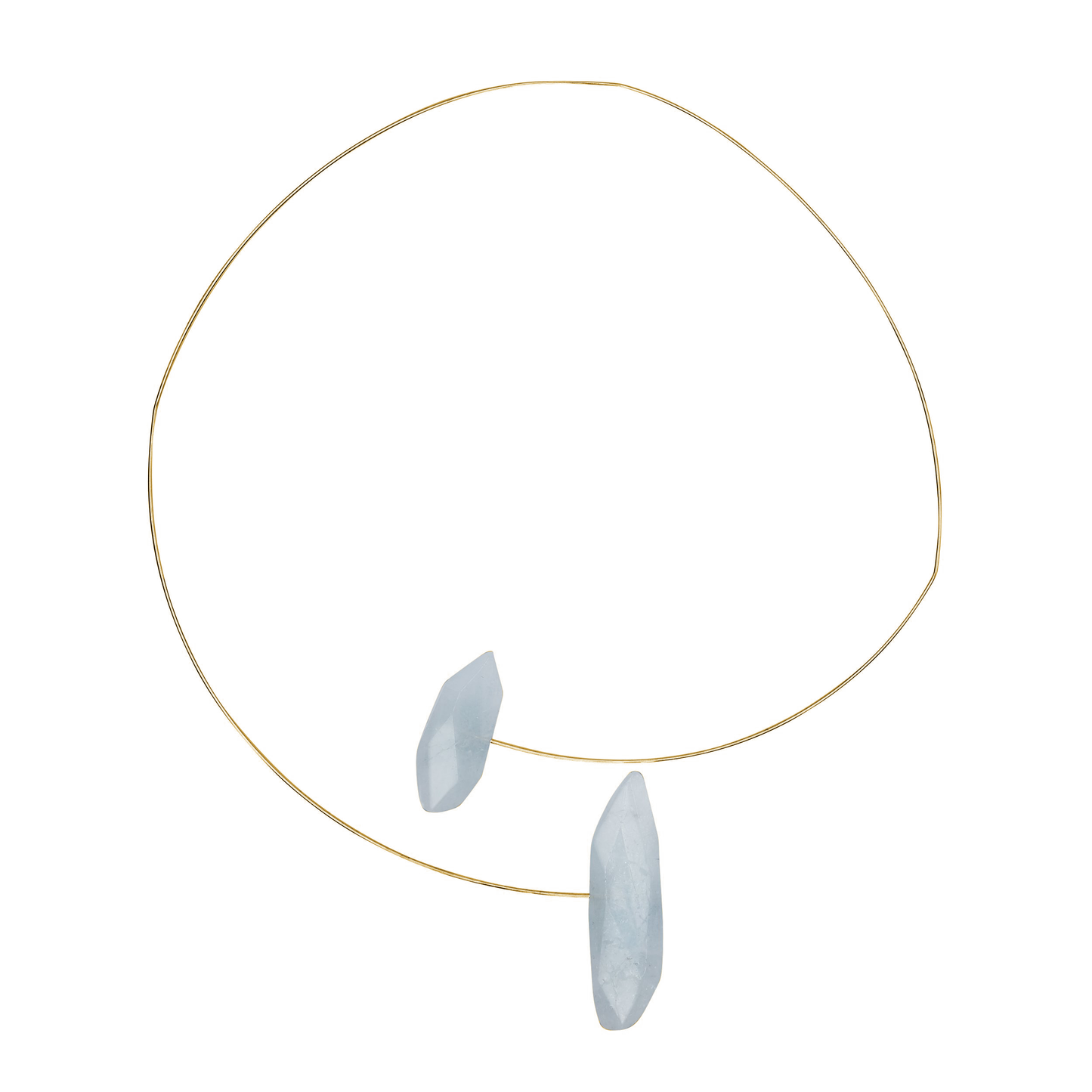 Asymmetric Neckwire with hand-cut Gemstones