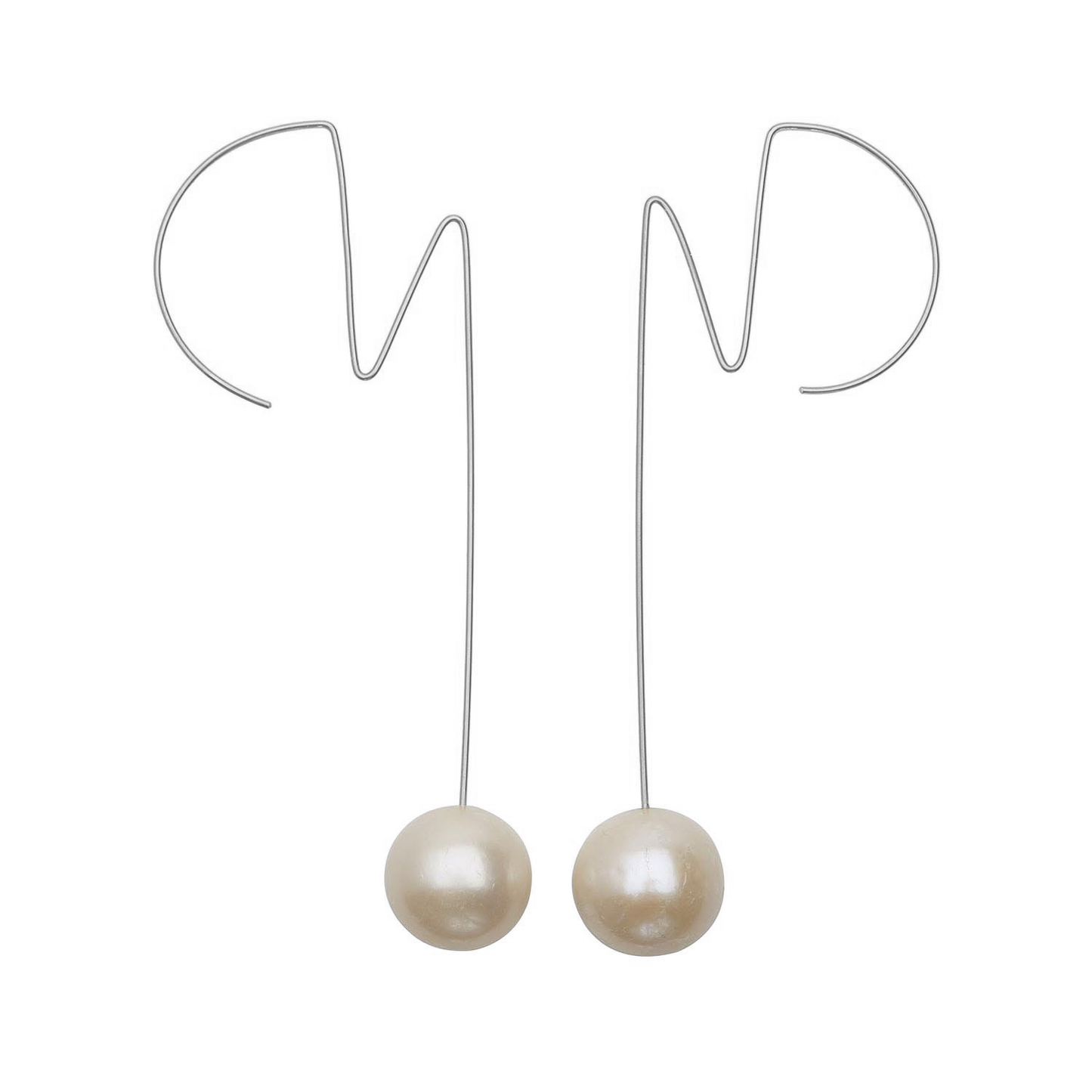 Large Round Ziggy Stardust inspired Earrings with Freshwater Pearls (12mm)