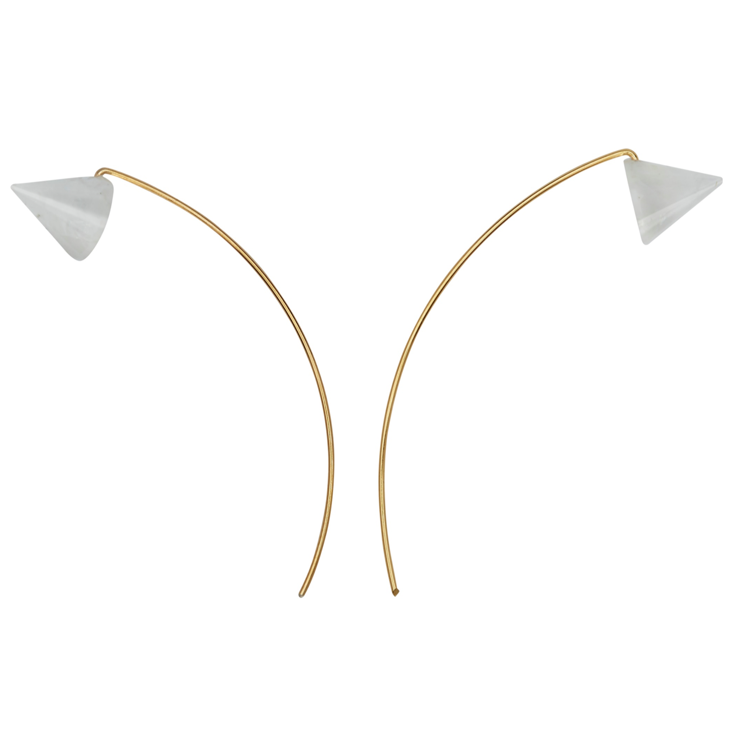 Long Curve Earrings with Cone-shaped Gemstones