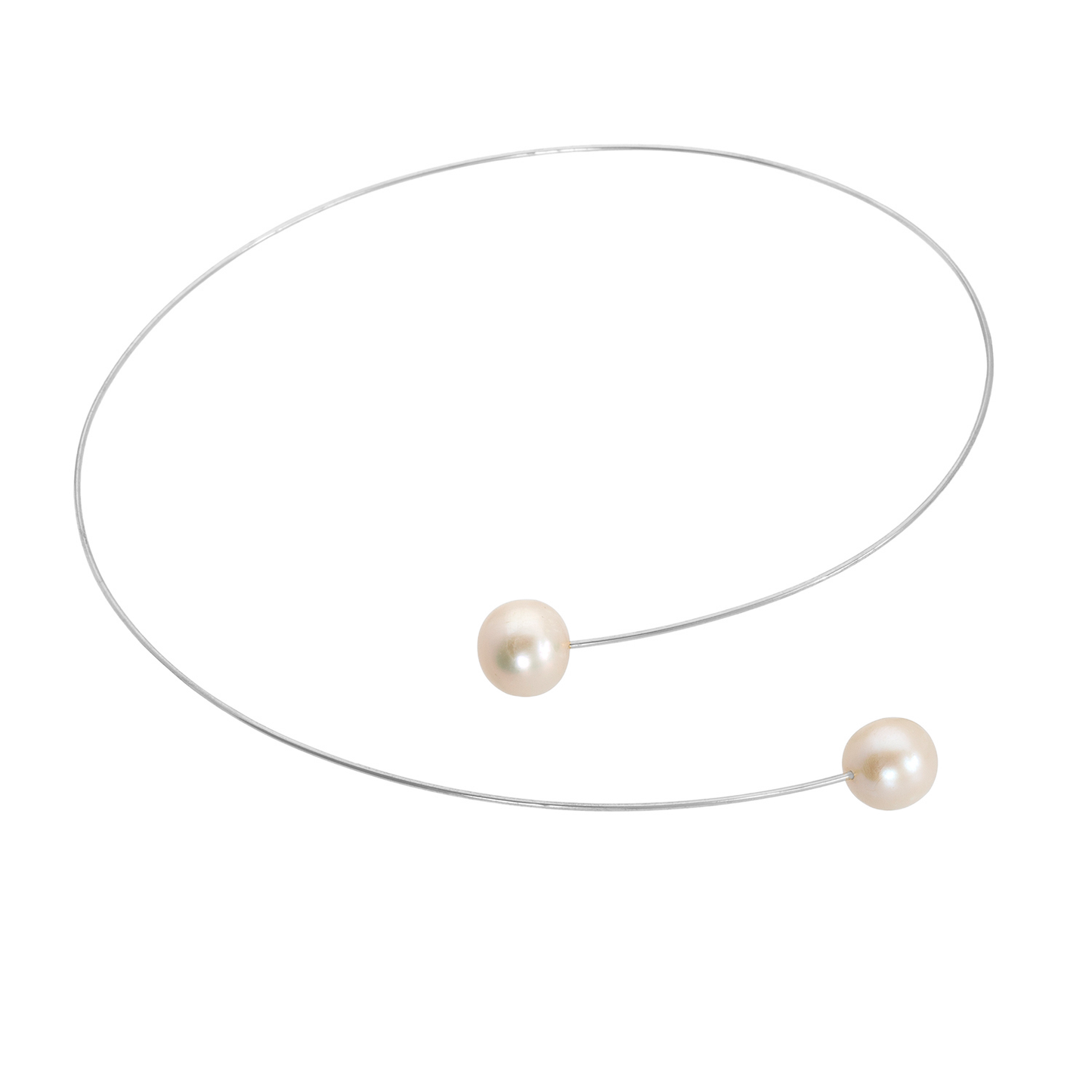 Round Asymmetric Neckwire with Round Freshwater Pearls