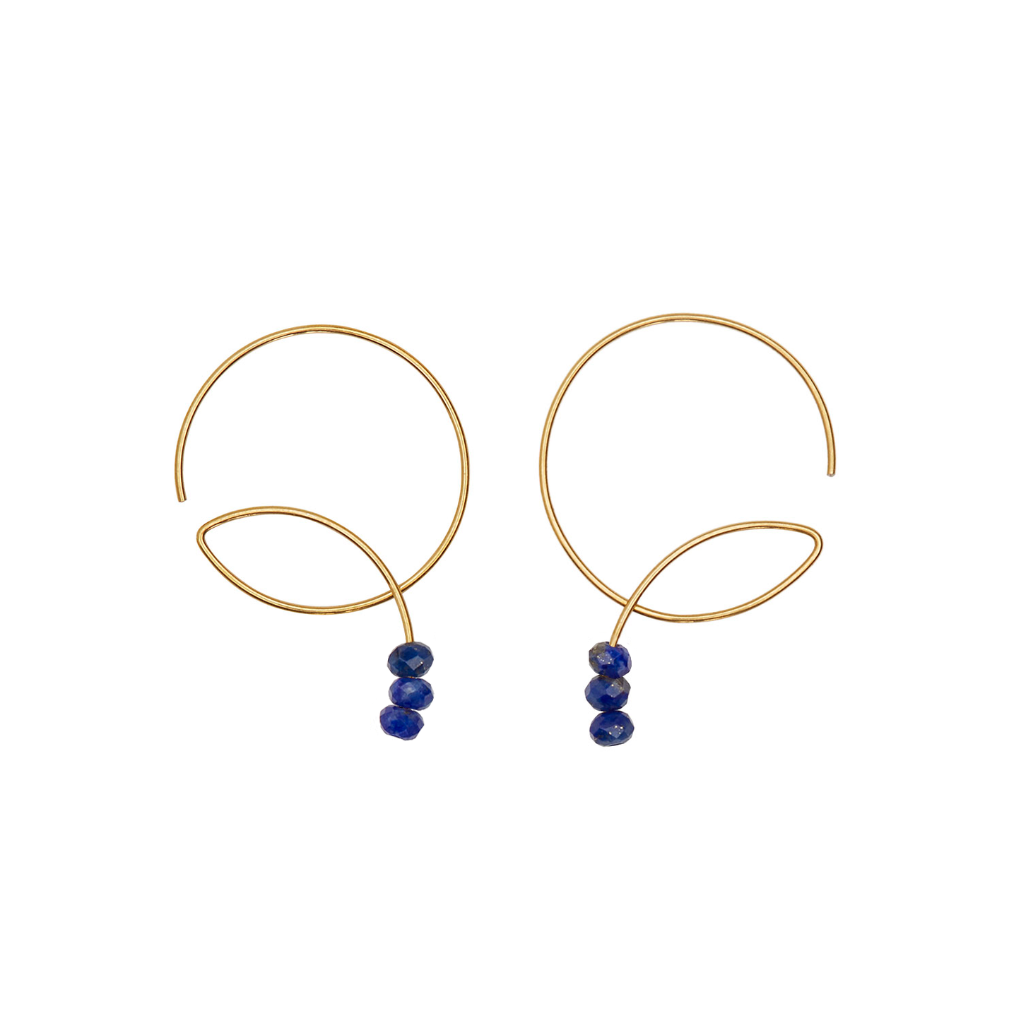 Round Curl Earrings with Round Beads Gemstone