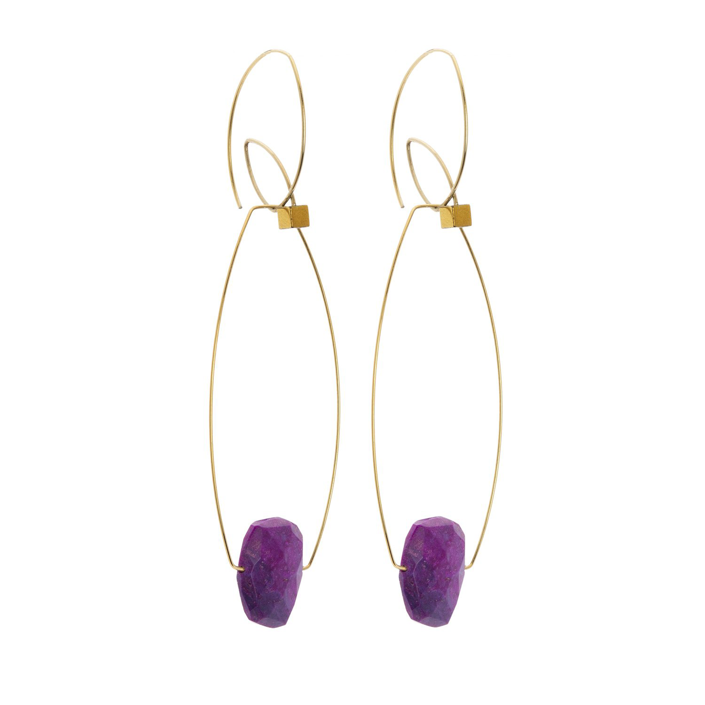 Multi Wear Earrings with Purple Turquoise and Hematite (hand-cut gem colour options)