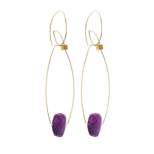 Multi Wear Earrings with Purple Turquoise and Hematite (hand-cut gem colour options)