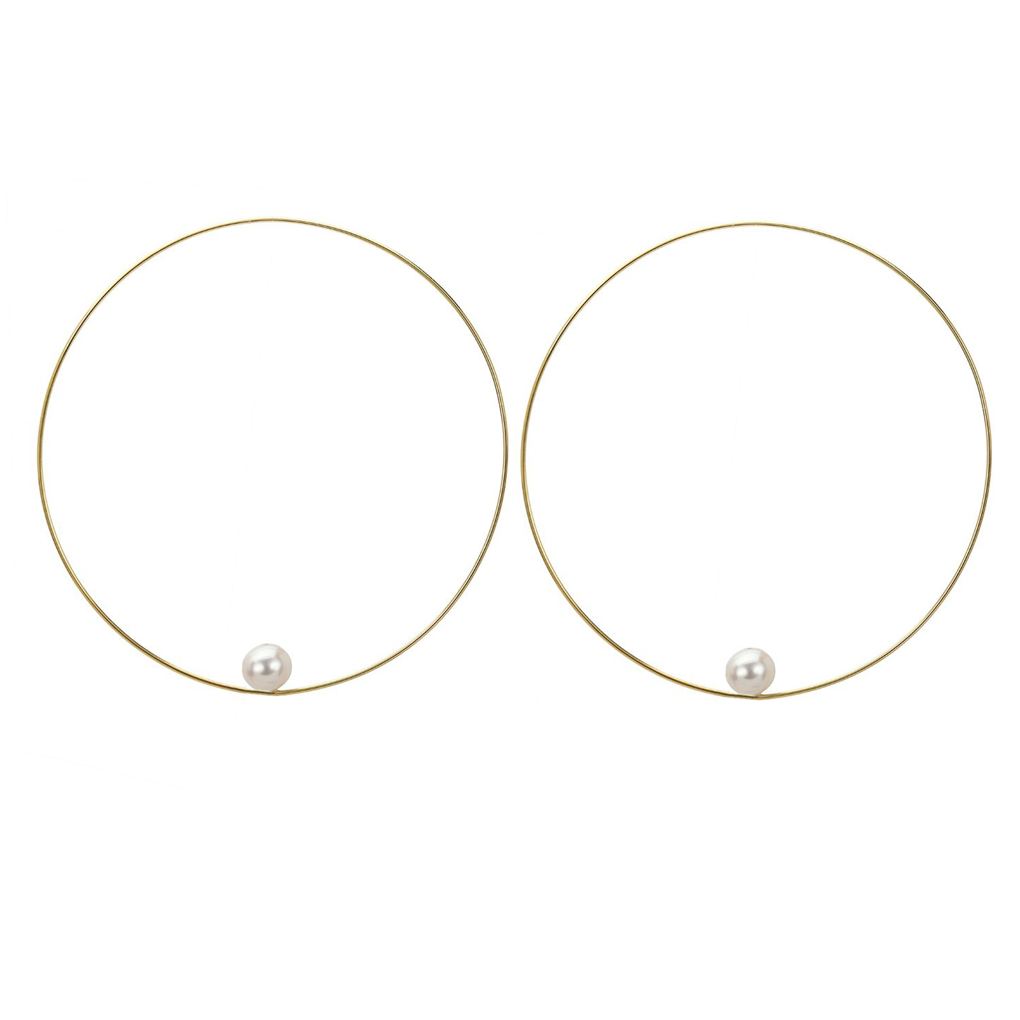 Medium Round Hoops with Round Freshwater Pearls