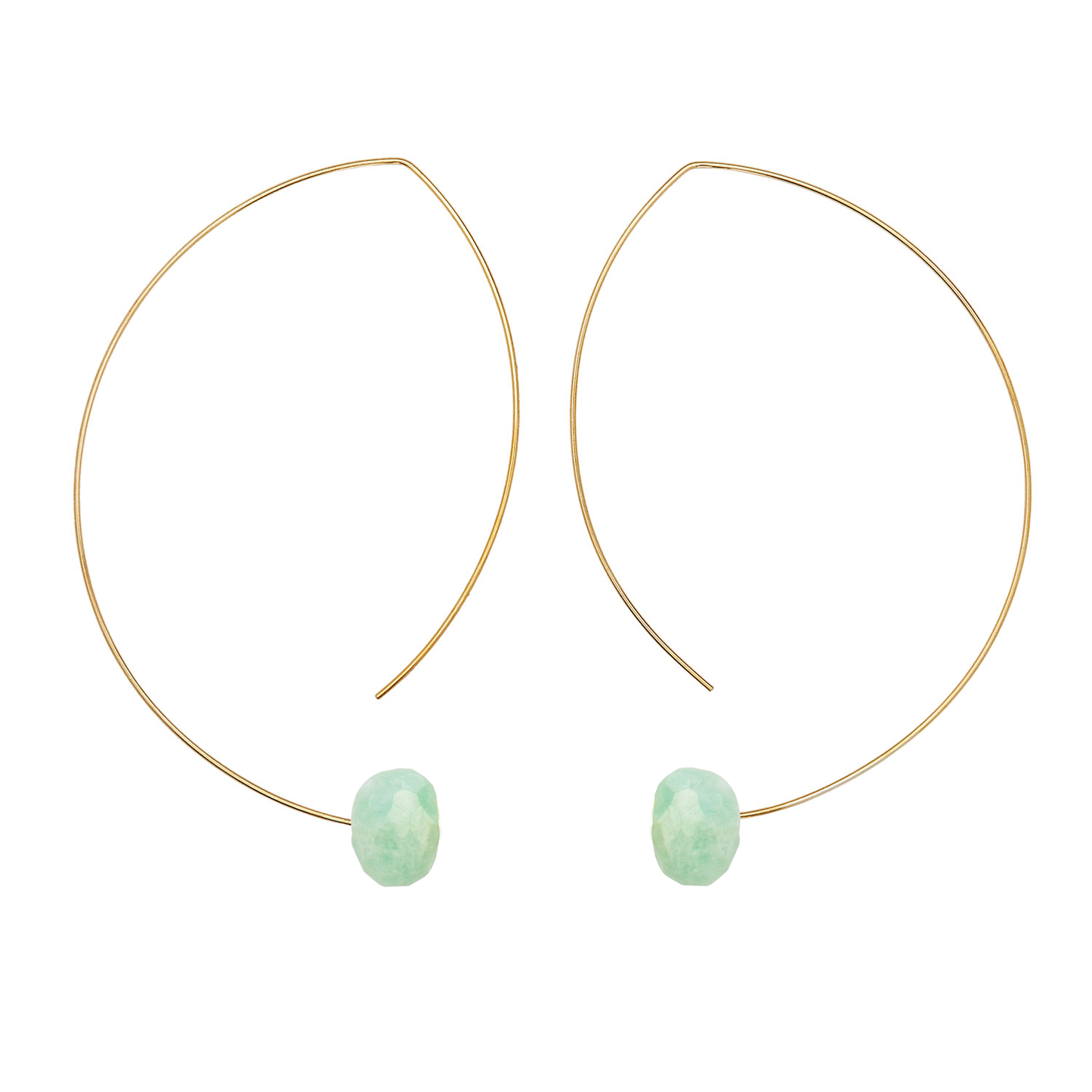 Angled Curve Earrings with hand-cut precious gems