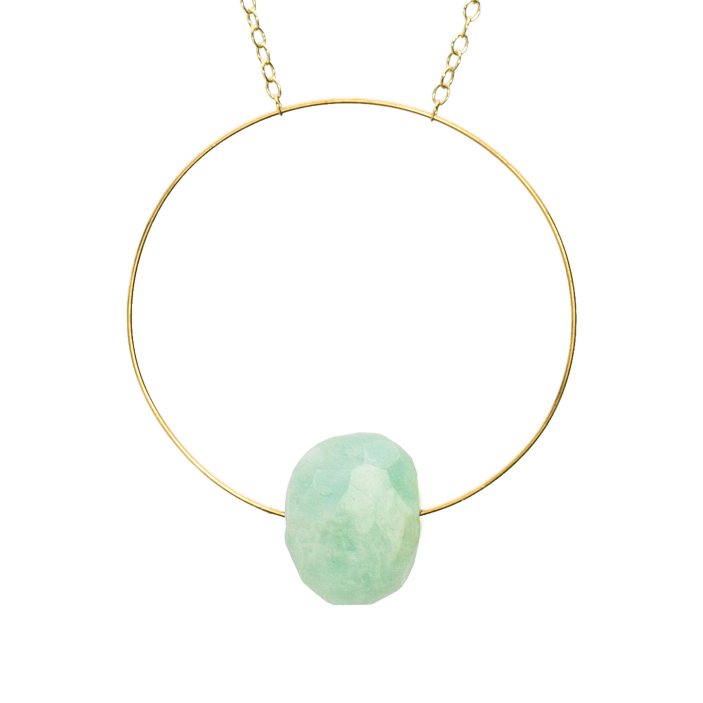 Circle Pendant Necklace with hand-cut Gemstones