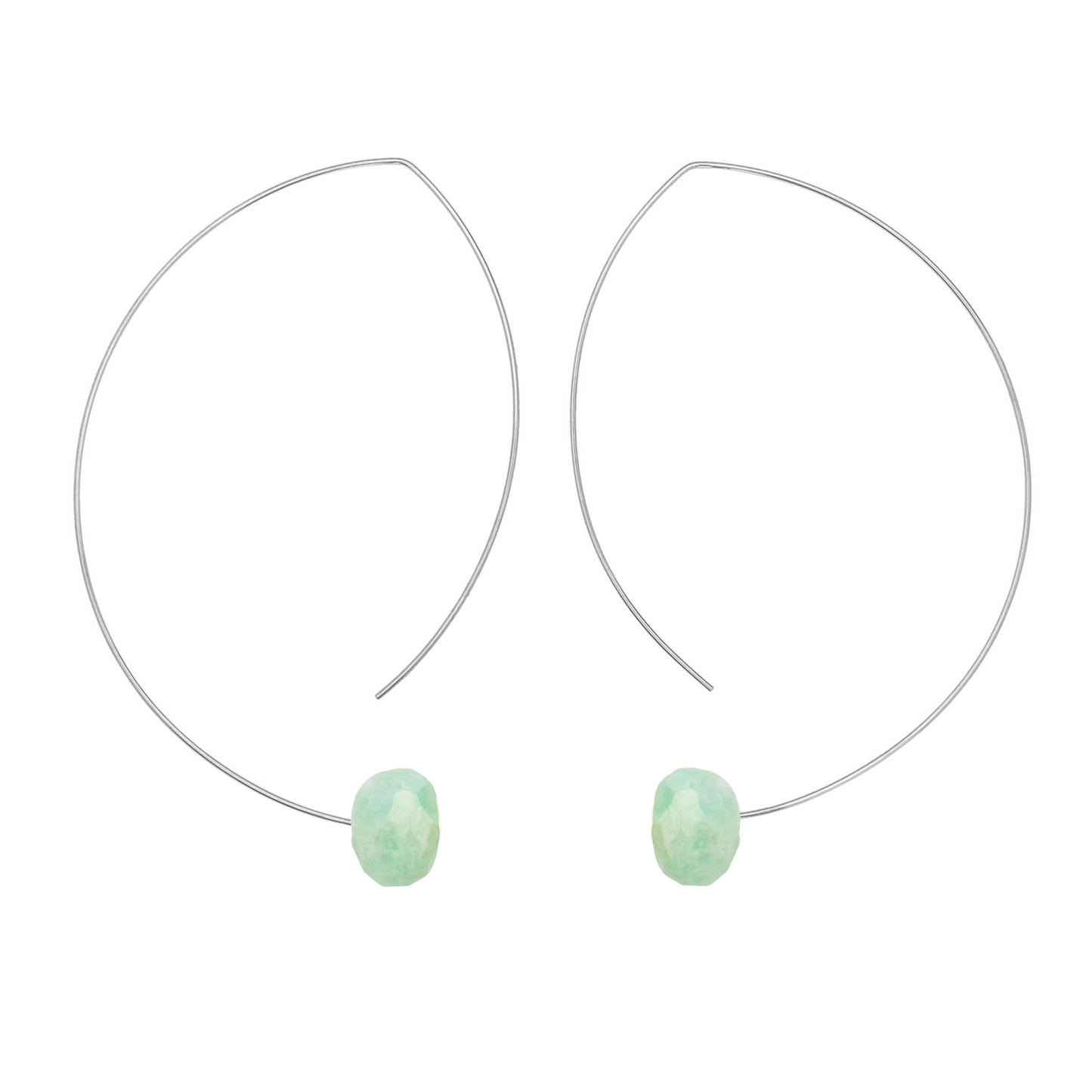 Angled Curve Earrings with hand-cut precious gems