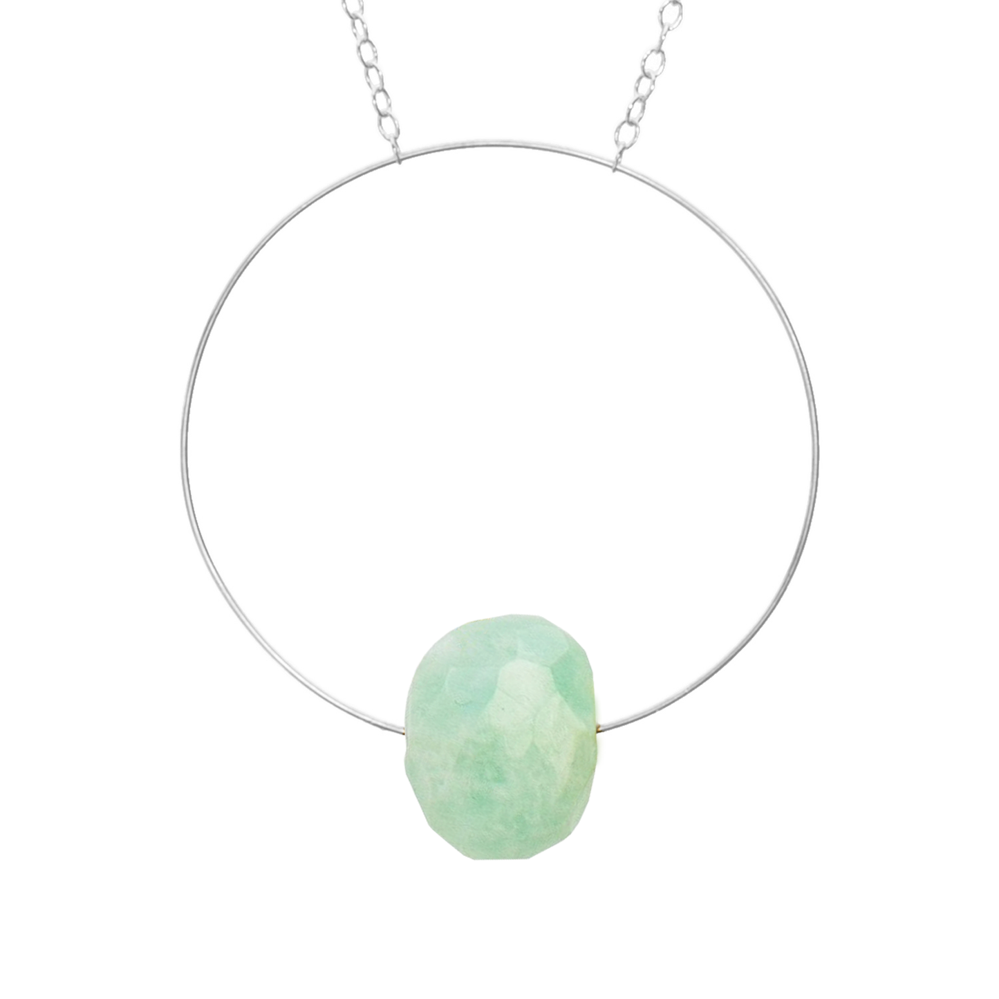 Circle Pendant Necklace with hand-cut Gemstones