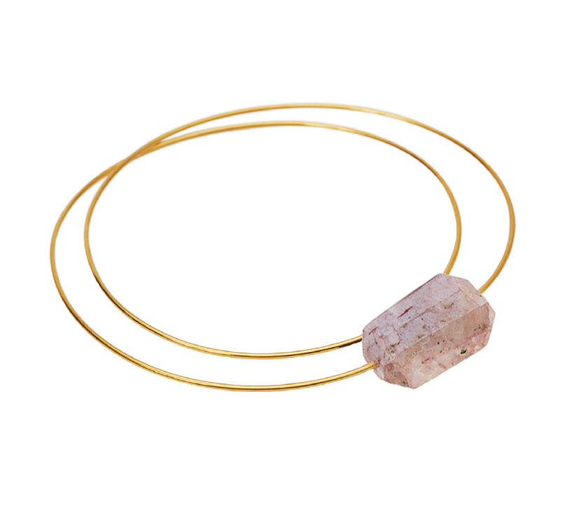 Round Bangle with hand-cut Gemstones