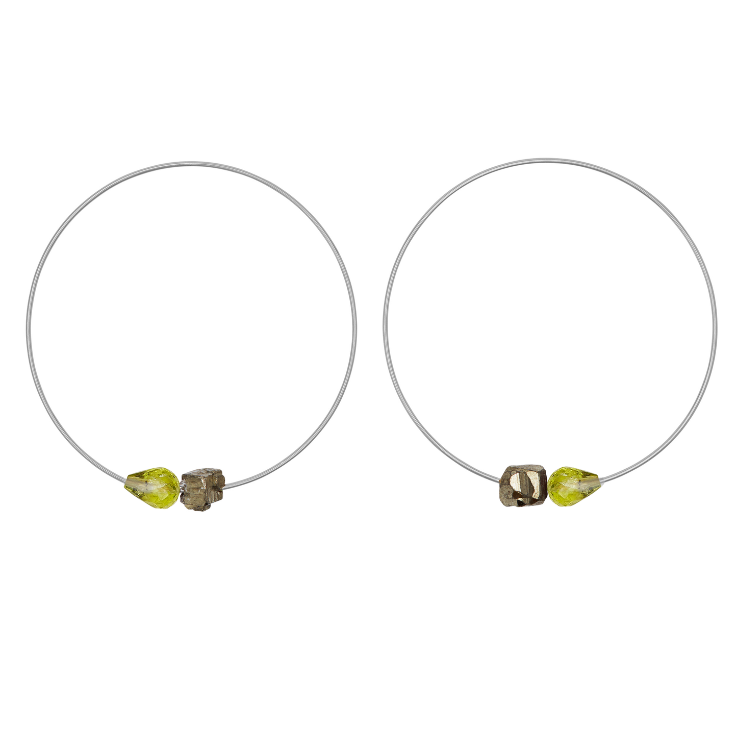 Medium Hoops with hand-cut drop Gemstones