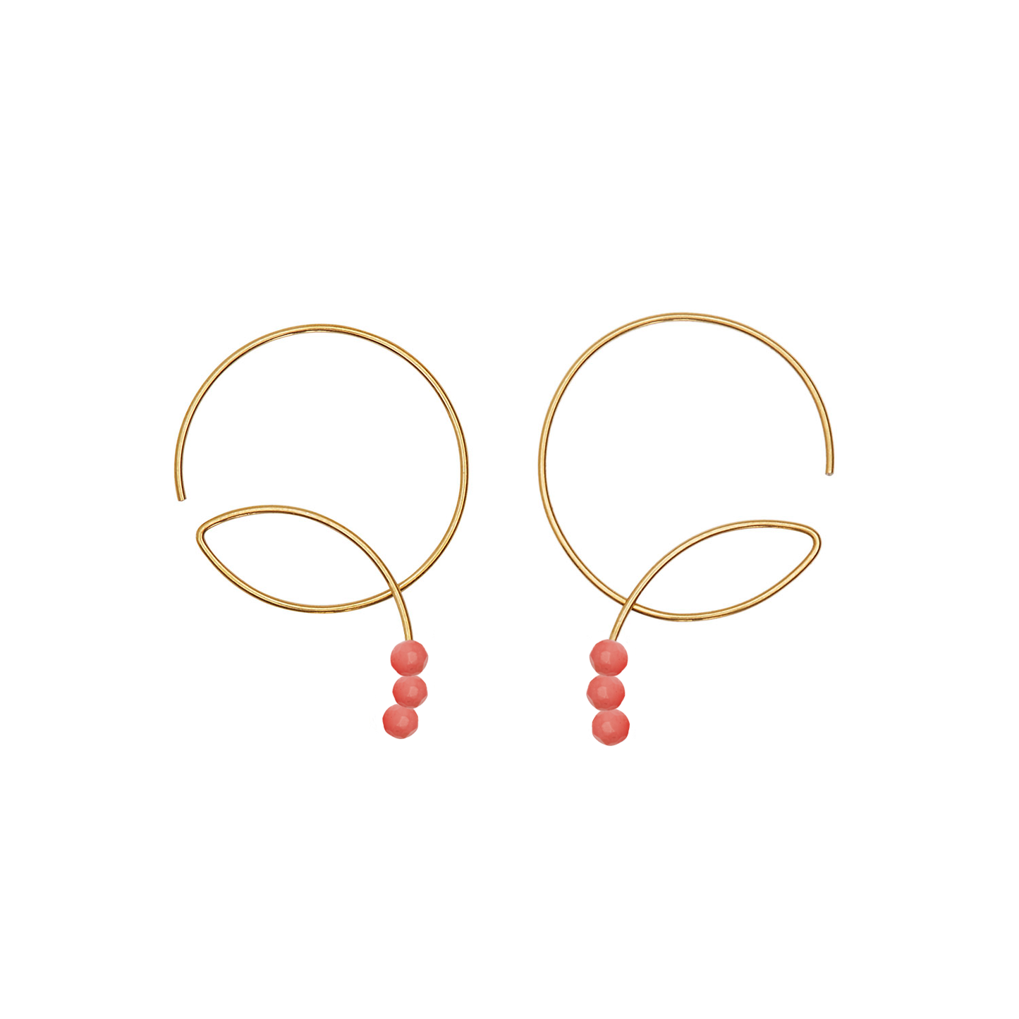 Round Curl Earrings with Round Beads Gemstone