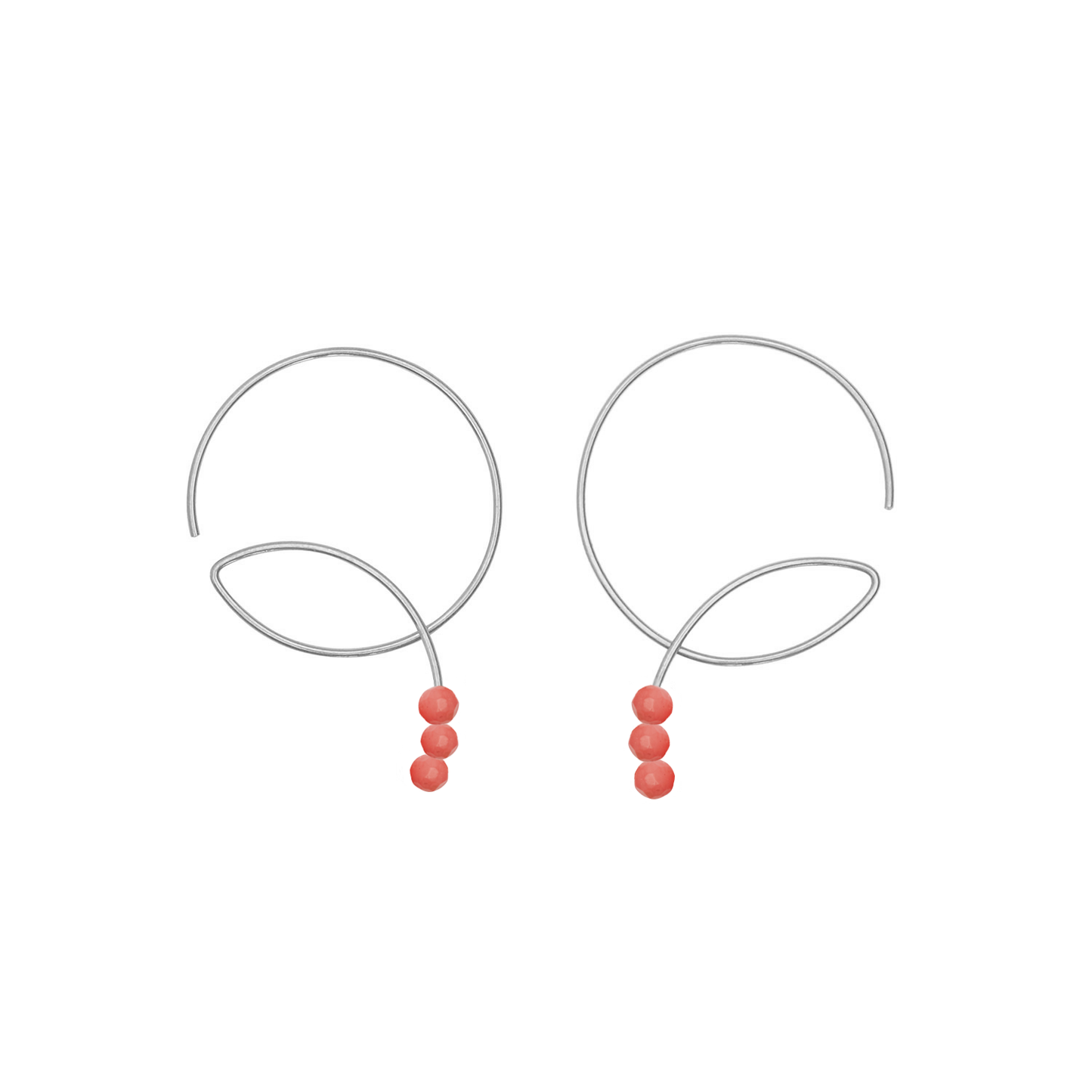 Round Curl Earrings with Round Beads Gemstone