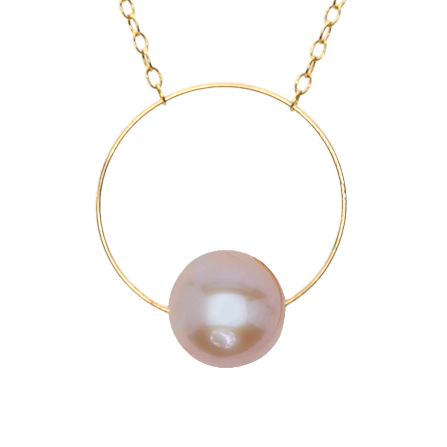Medium Circle Pendant Necklace with Round Freshwater Pearl