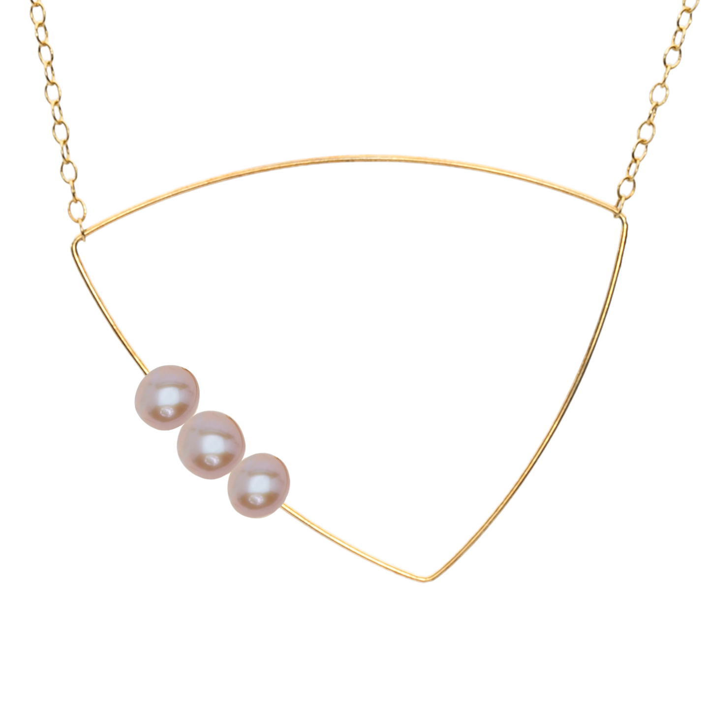 Triangle Pendant Necklace with Round Freshwater Pearls