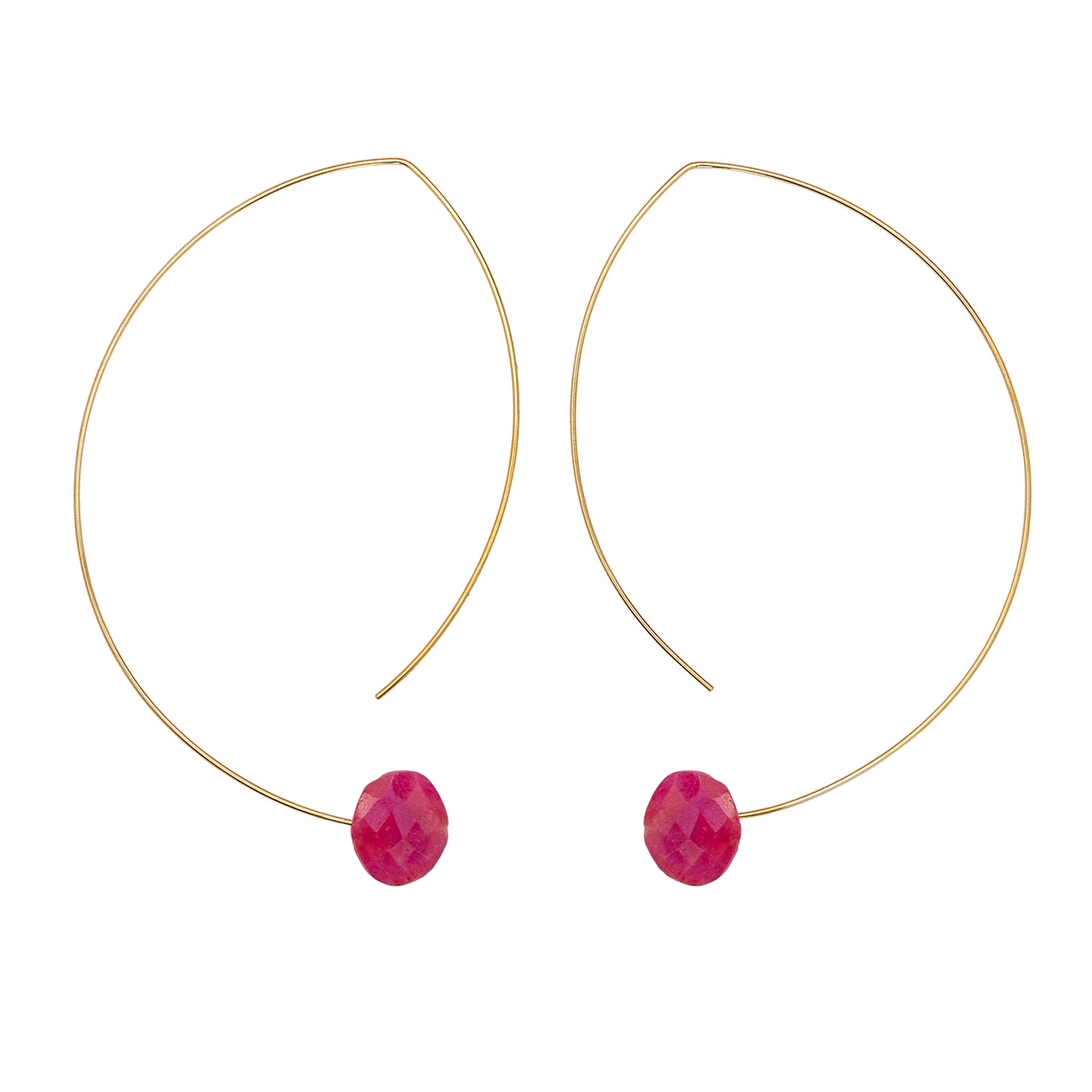 Angled Curve Earrings with hand-cut precious gems