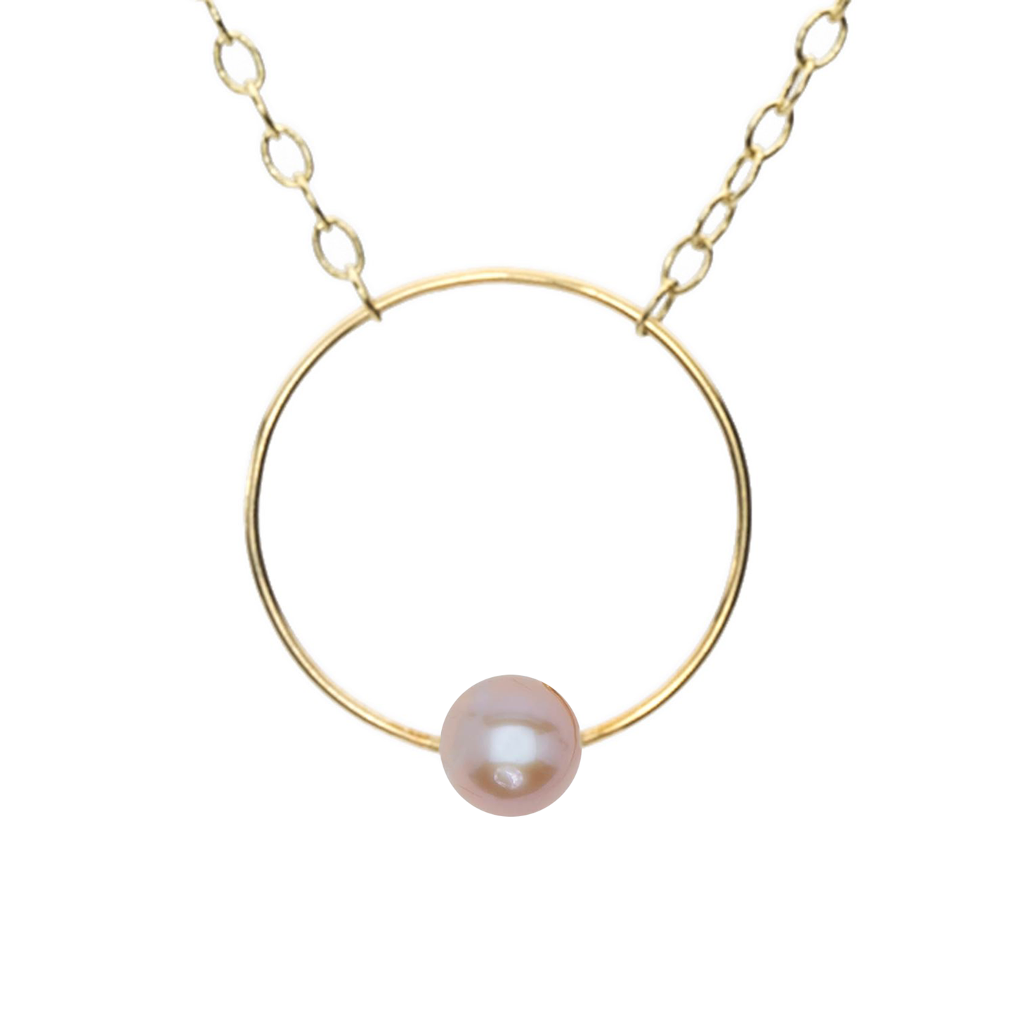 Petite Circle Pendant Necklace with Round Freshwater Pearl