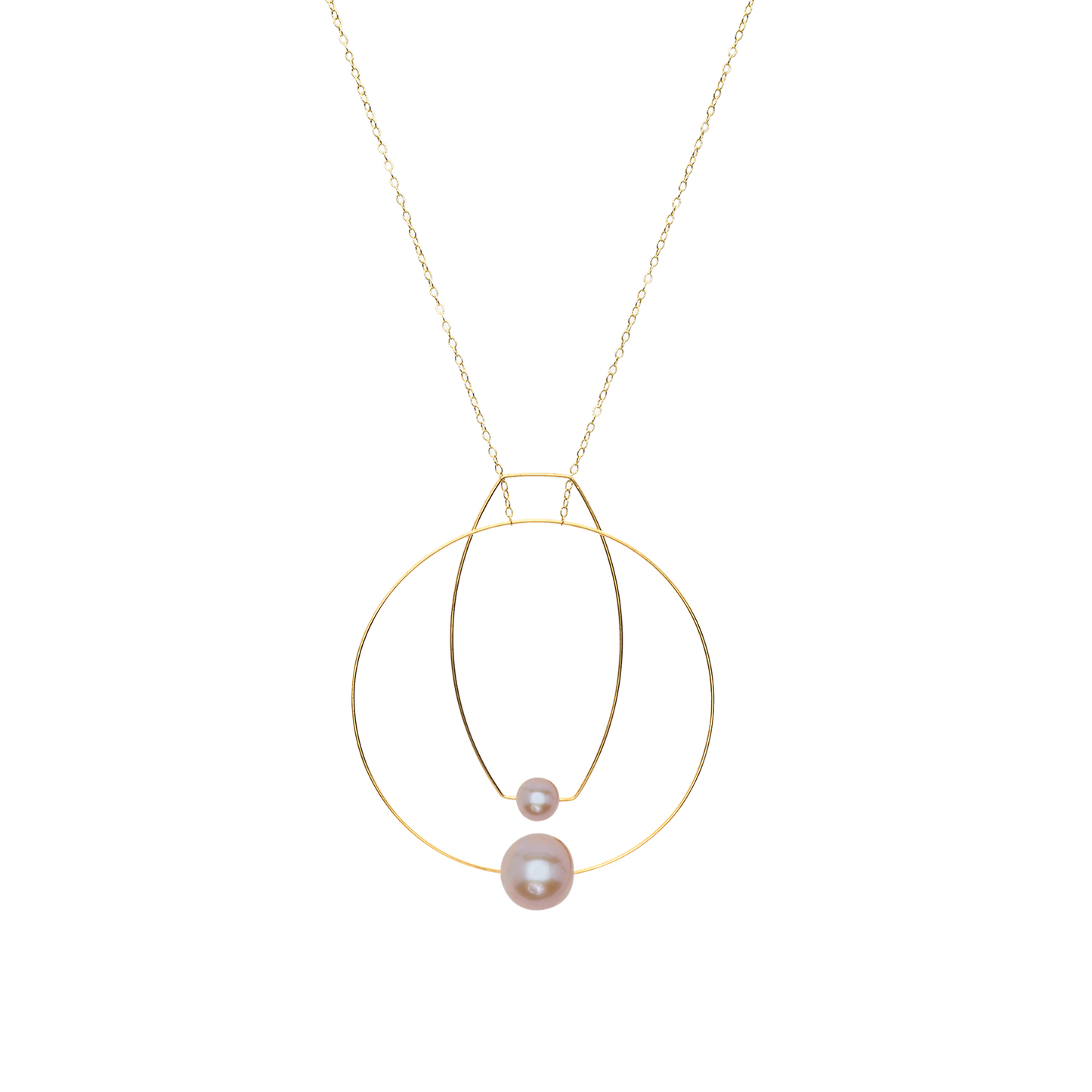 Multi Shape Necklace with Round Freshwater Pearls