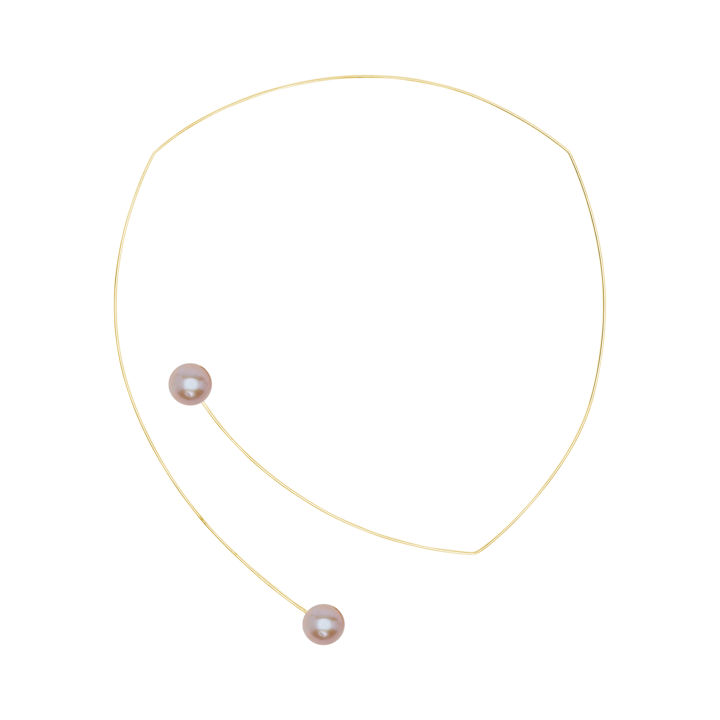 Square Asymmetric Neckwire with Round Freshwater Pearls (12mm)