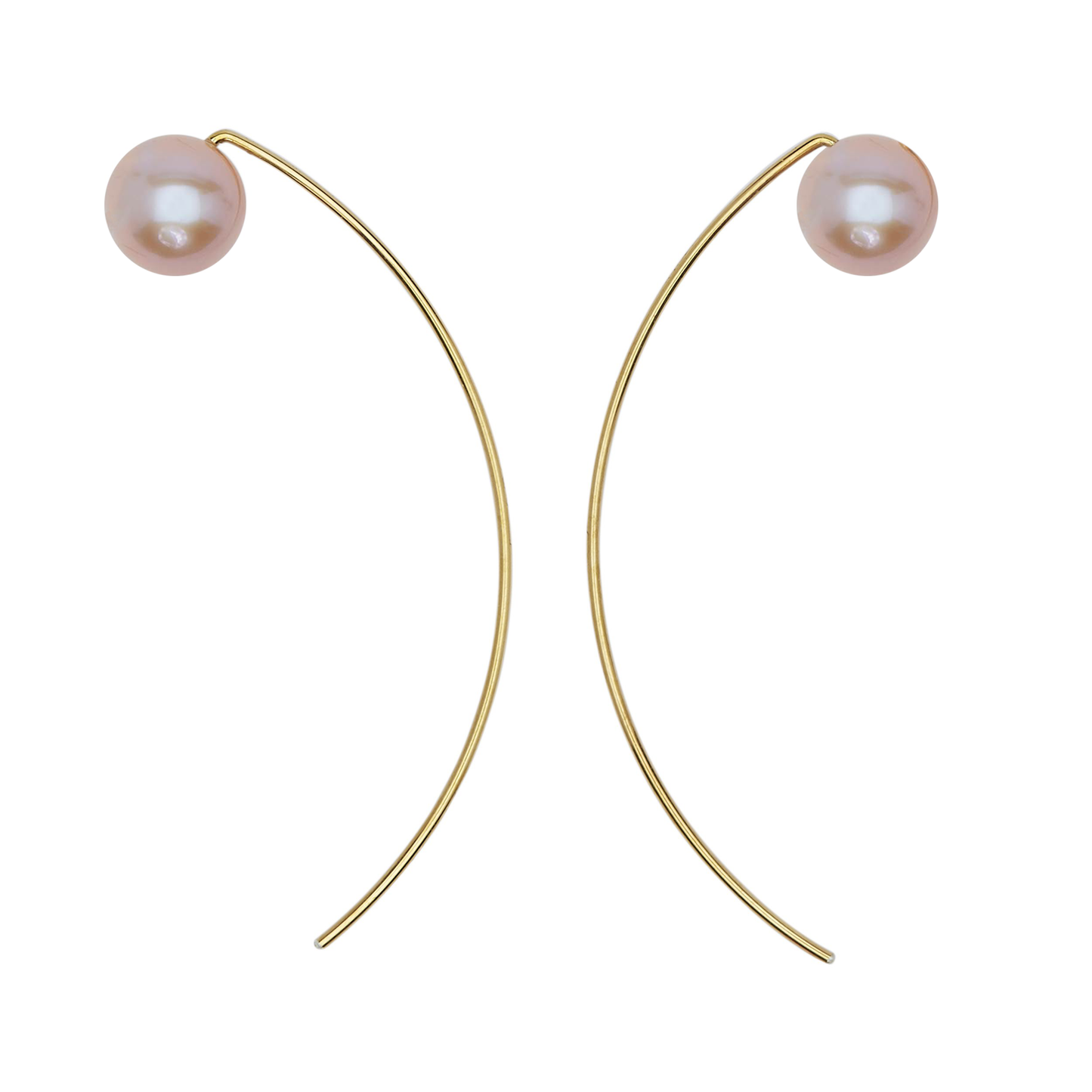 Curve Earrings with Round Freshwater Pearls (7mm)