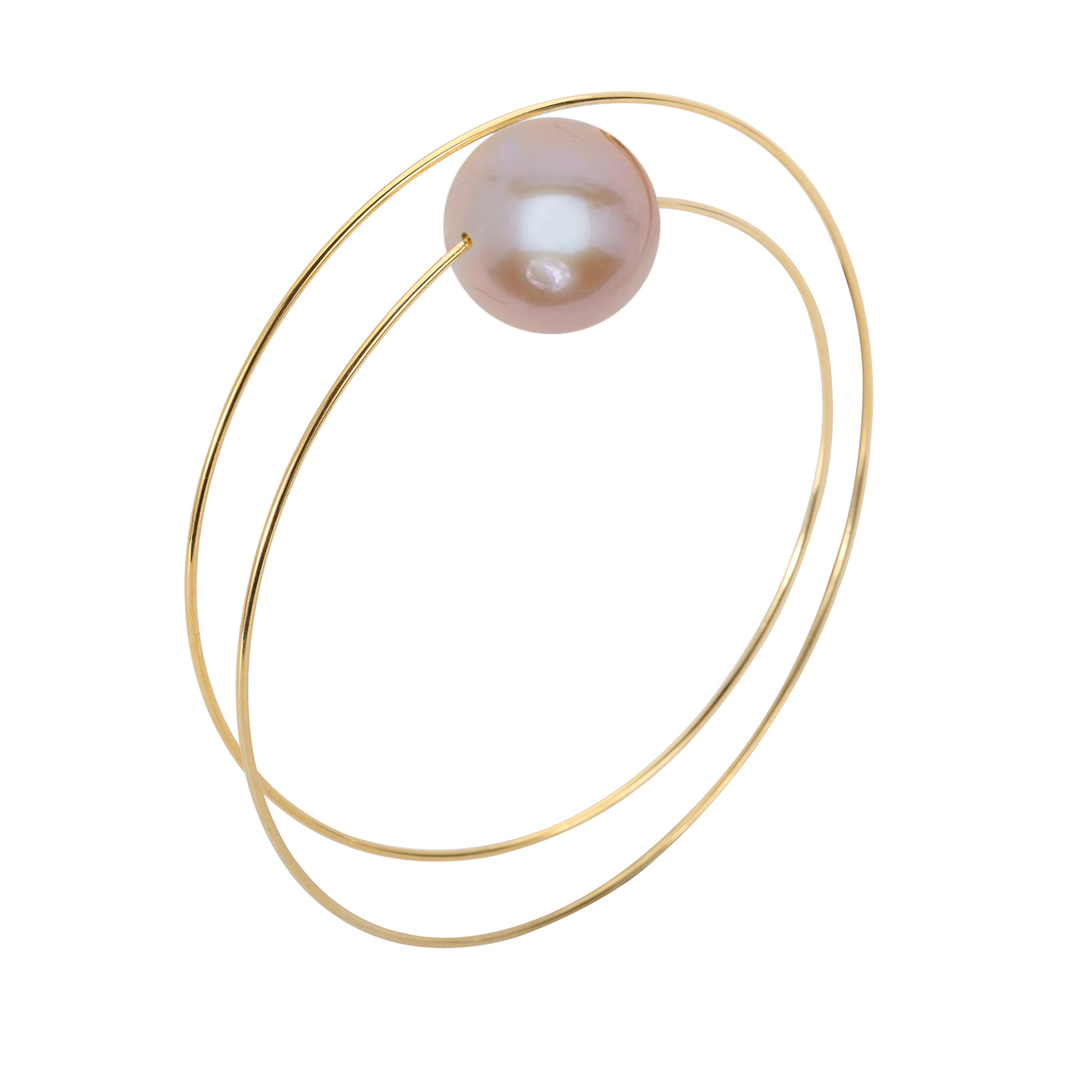 Circle Wrap Bangle with Large Round Freshwater Pearl