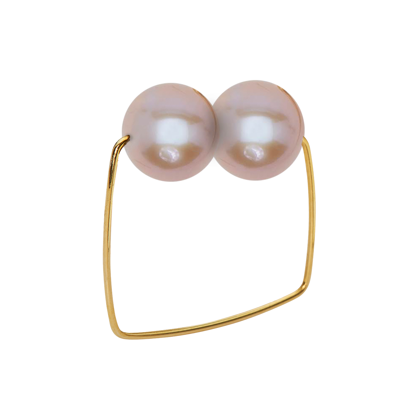 Square Ring with Round Fresh Water Pearls (12mm x 9mm)
