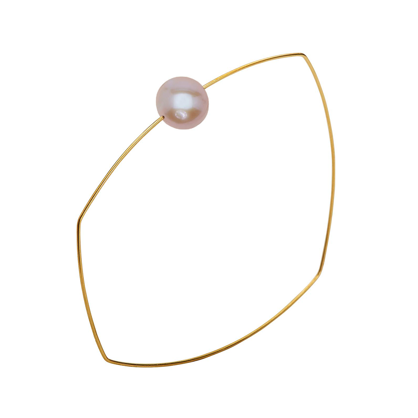 Asymmetric Square Bangle with 9mm Round Freshwater Pearl