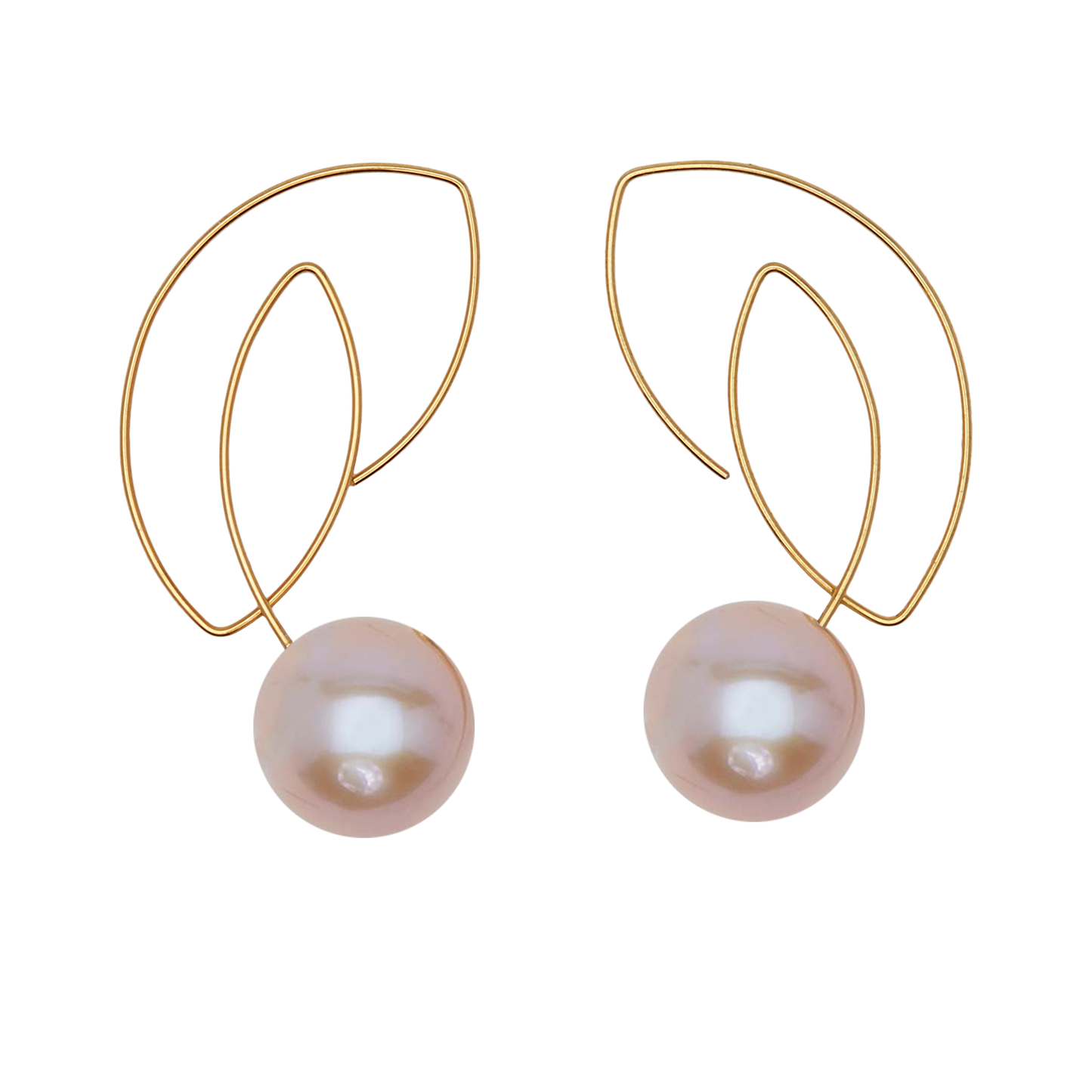 Cubist Earrings with Round Freshwater Pearls