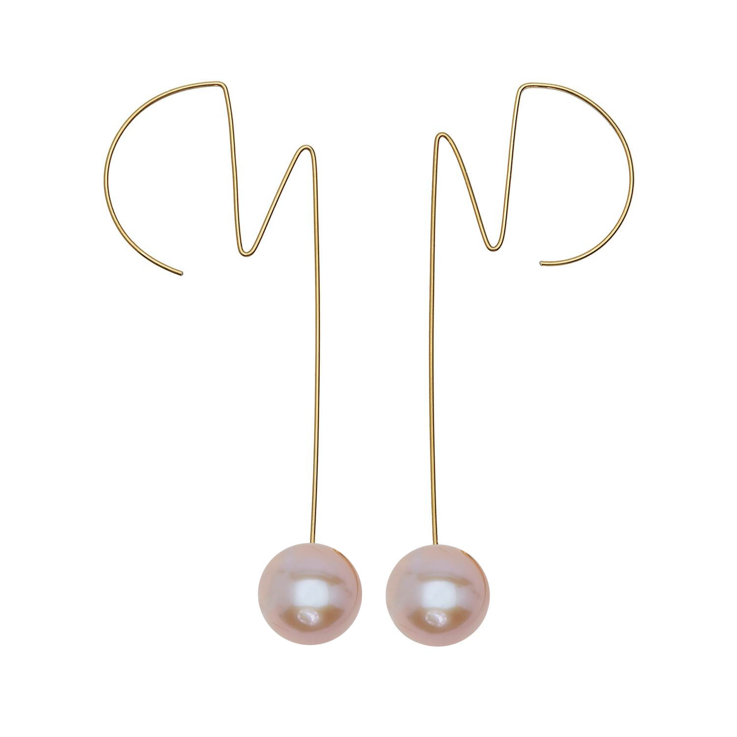 Large Round Ziggy Stardust inspired Earrings with Freshwater Pearls (12mm)