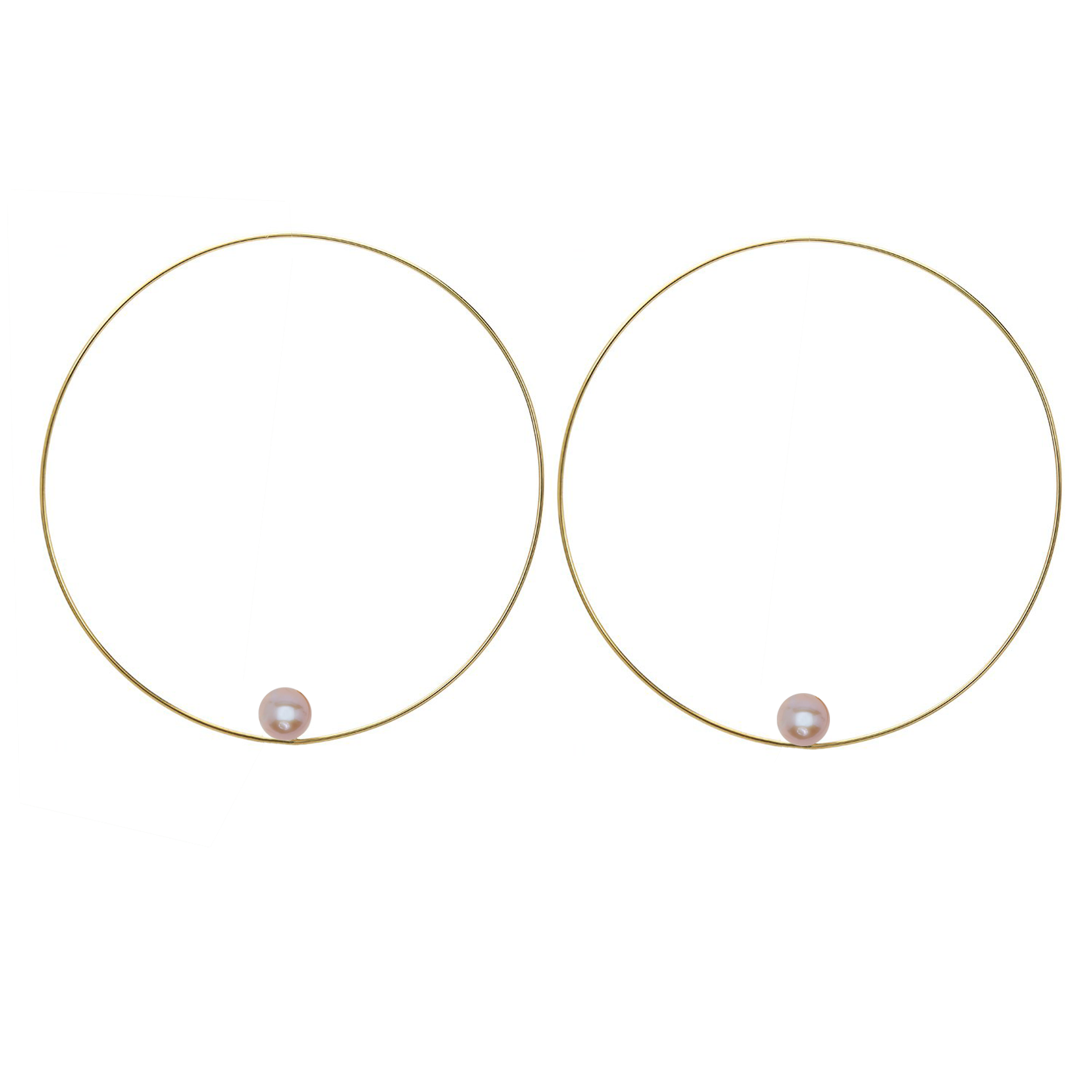 Medium Round Hoops with Round Freshwater Pearls