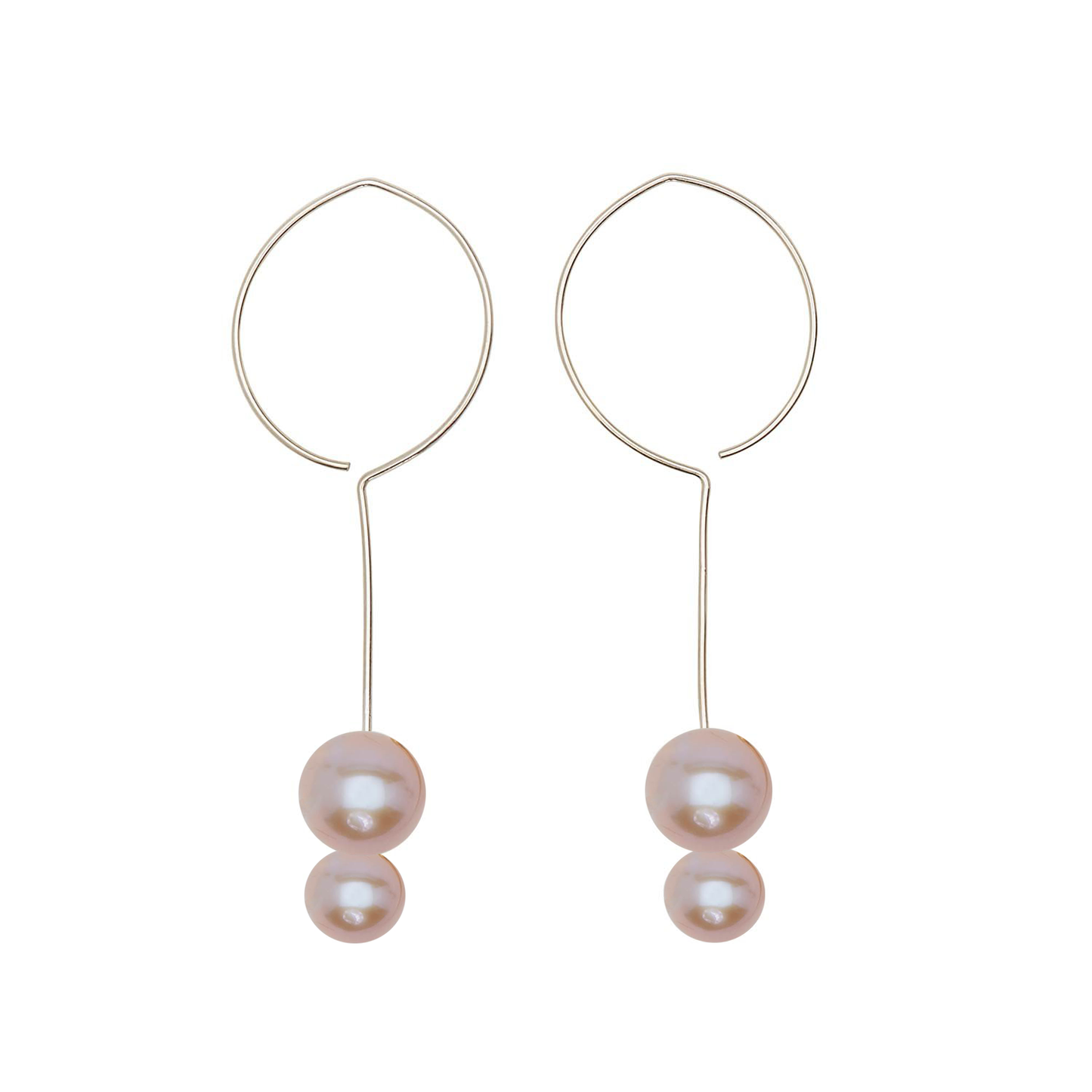 Long Round Drop Earrings with Round Freshwater Pearls