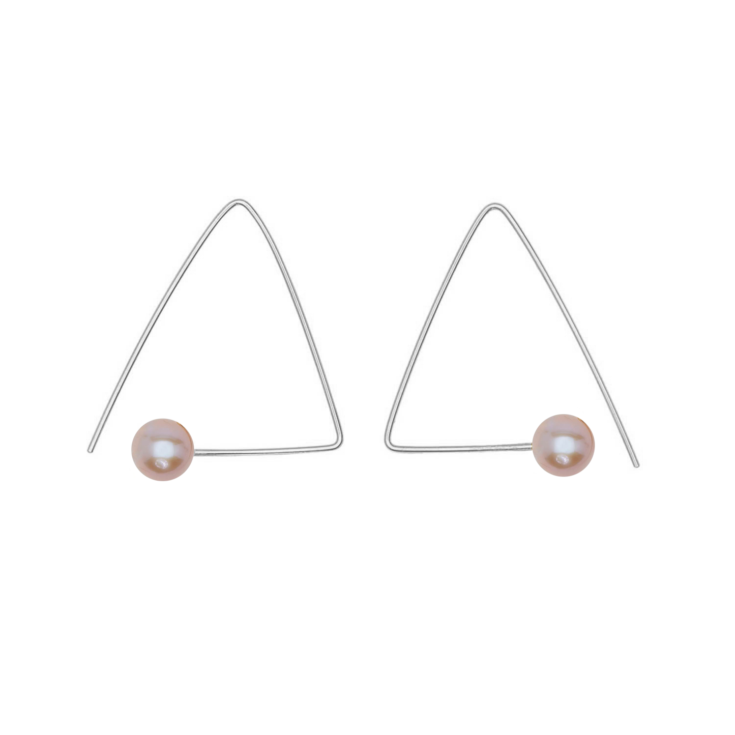Petite Triangle Lobe Huggers with Round Freshwater Pearls