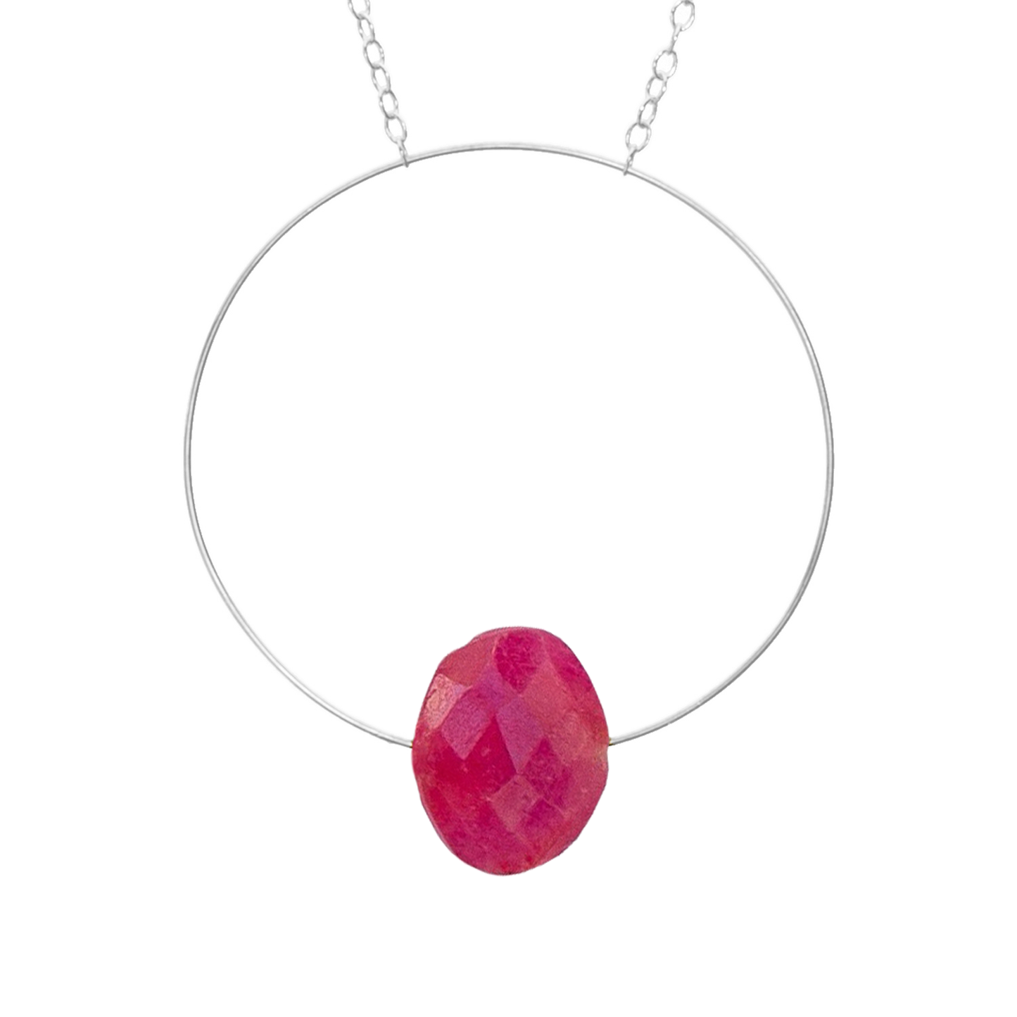 Circle Pendant Necklace with hand-cut Gemstones