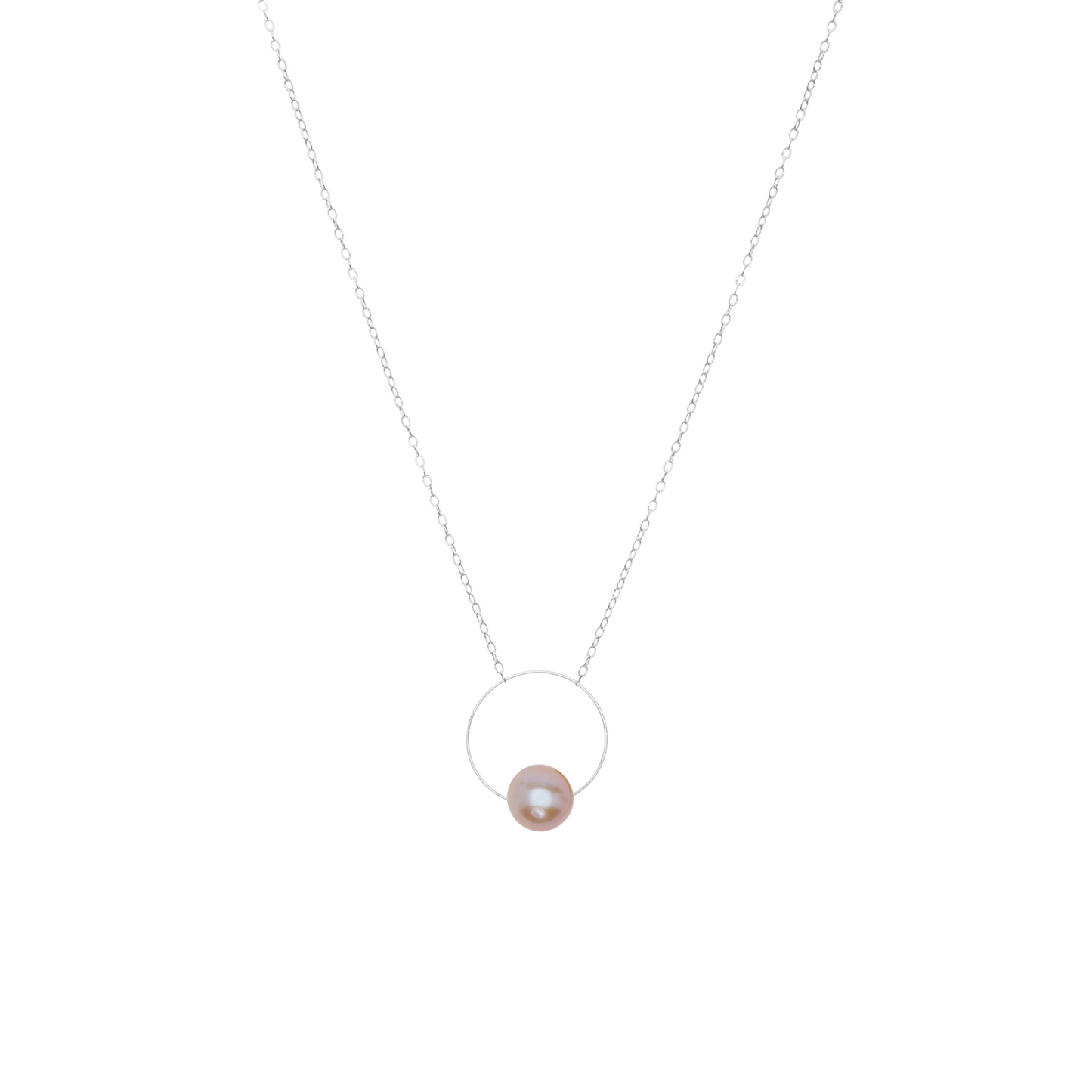 Medium Circle Pendant Necklace with Round Freshwater Pearl