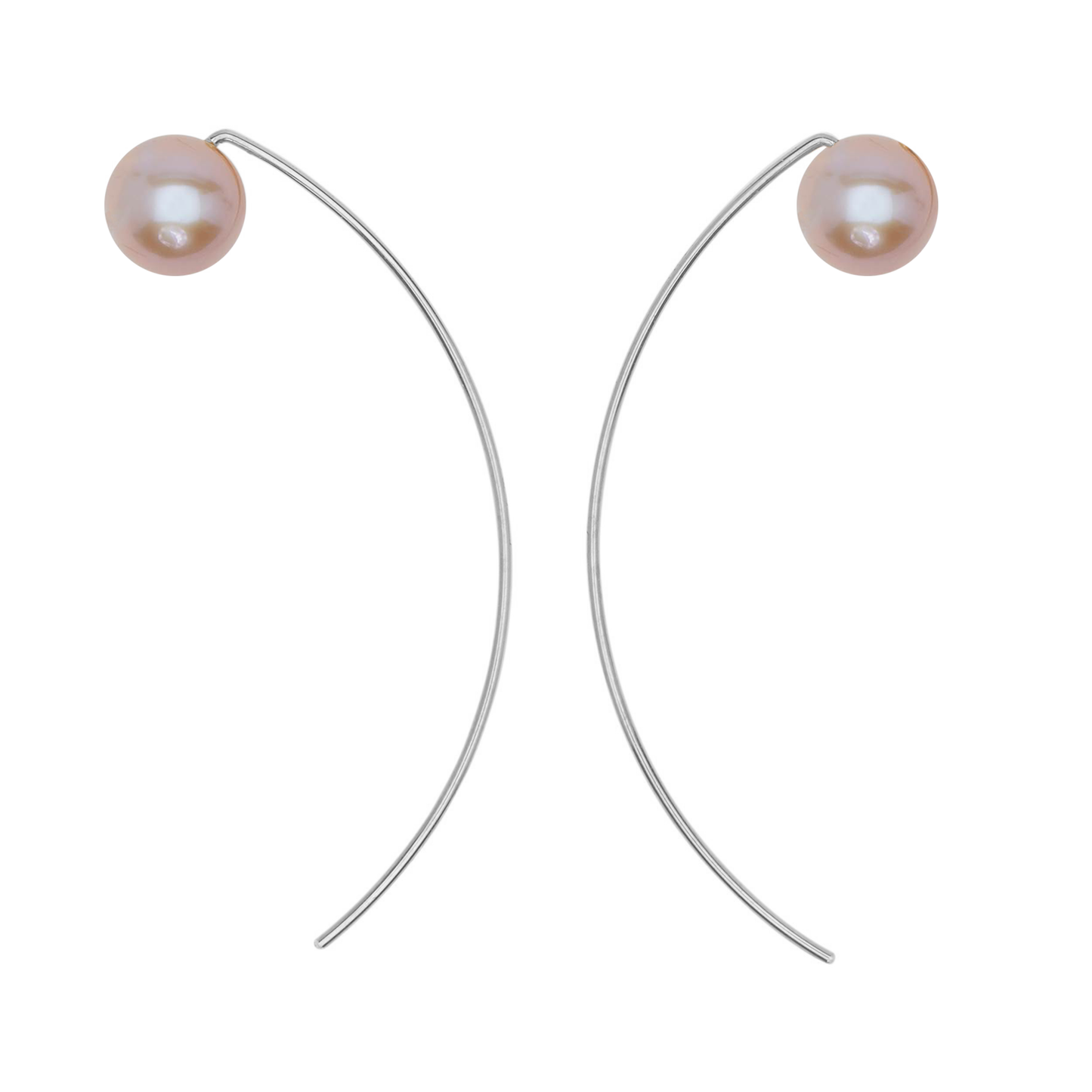 Curve Earrings with Round Freshwater Pearls (7mm)
