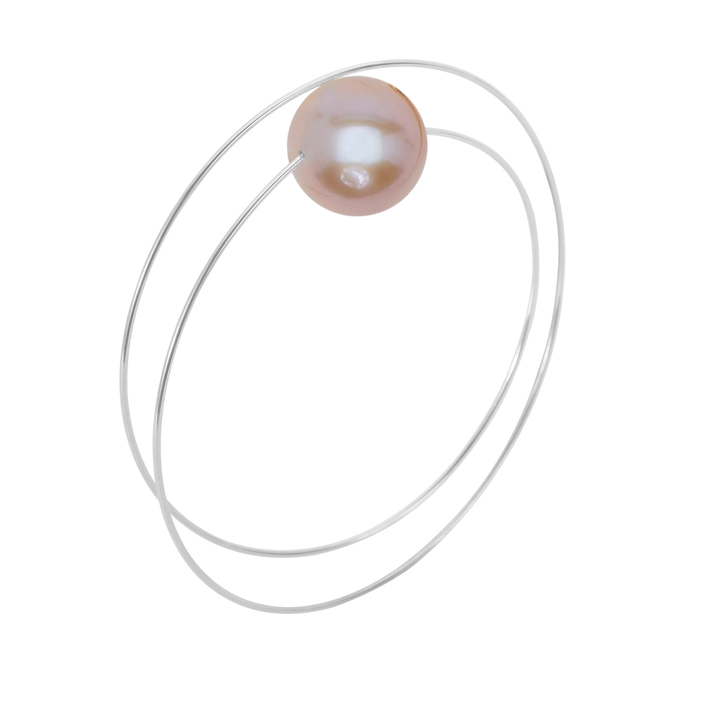 Circle Wrap Bangle with Large Round Freshwater Pearl