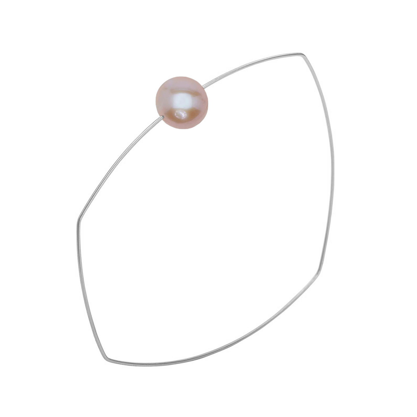 Asymmetric Square Bangle with 9mm Round Freshwater Pearl
