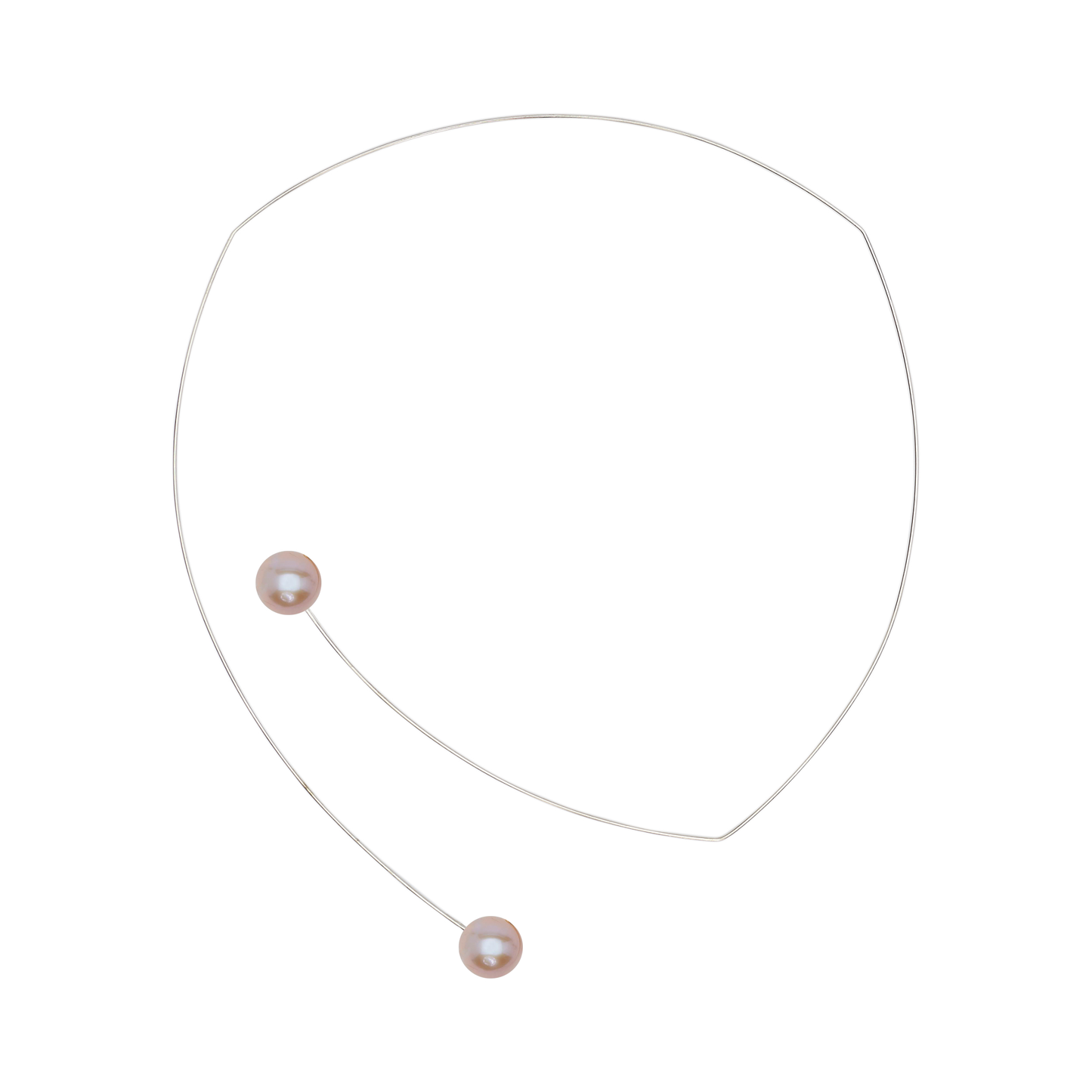 Square Asymmetric Neckwire with Round Freshwater Pearls (12mm)