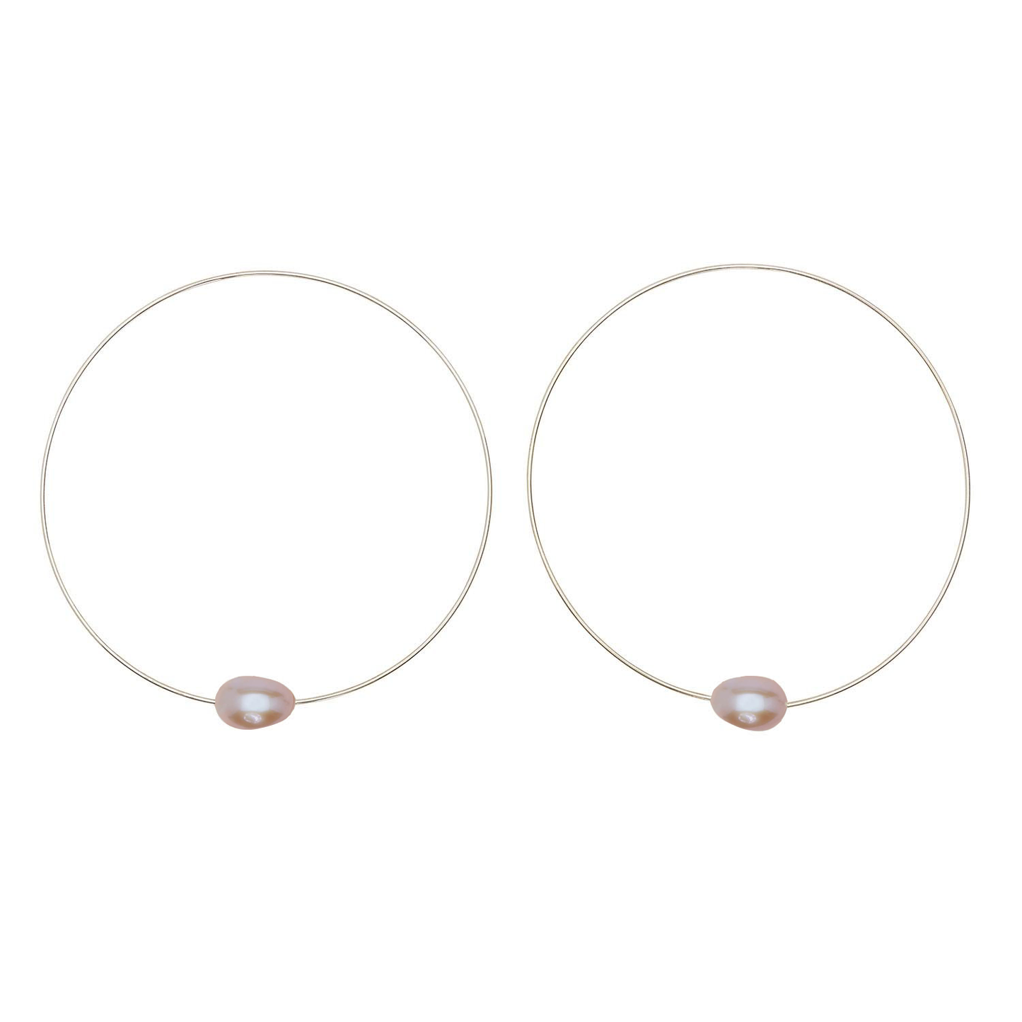 Medium Round Hoops with Oval Medium Round Hoops with Oval Freshwater Pearls