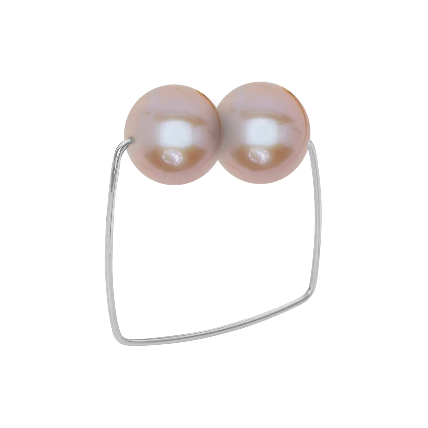 Square Ring with Round Fresh Water Pearls (12mm x 9mm)