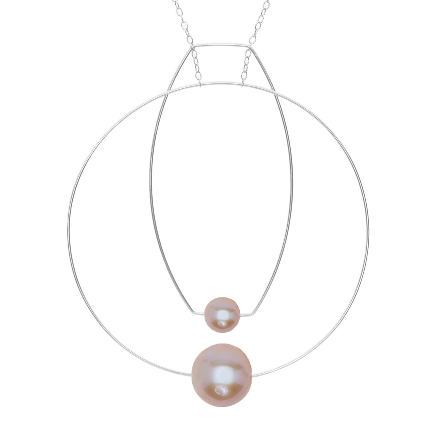 Multi Shape Necklace with Round Freshwater Pearls