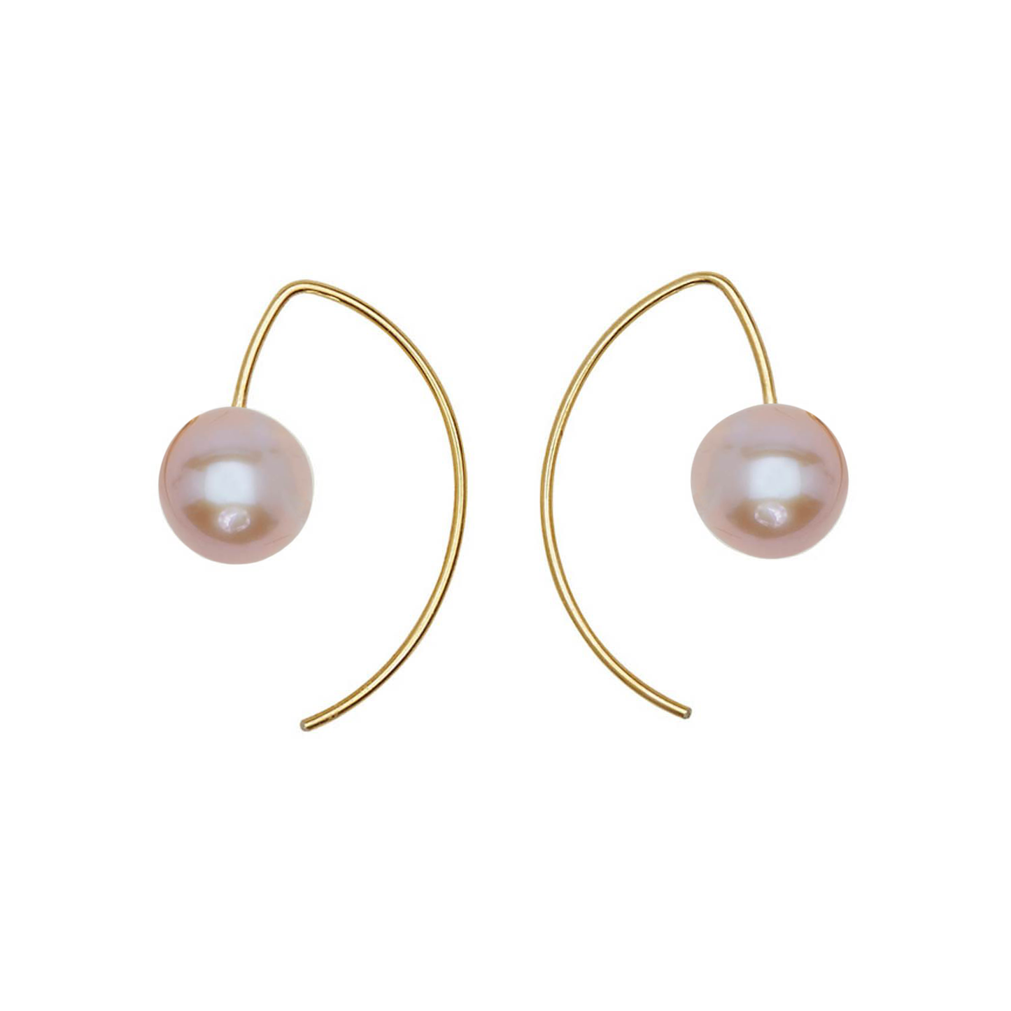 Lobe Huggers, Short Curve Earrings with White Pearls