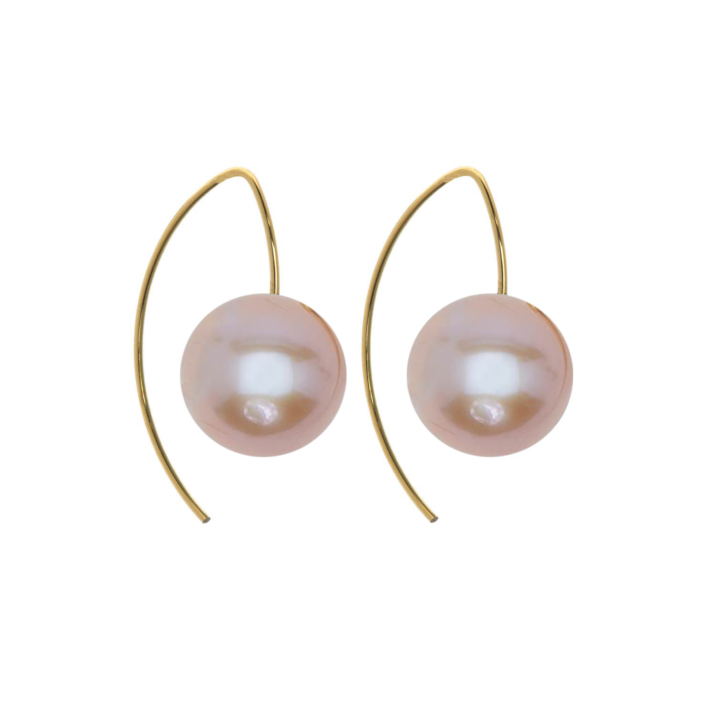 Short Curve Earrings with Round Freshwater Pearls (9mm)