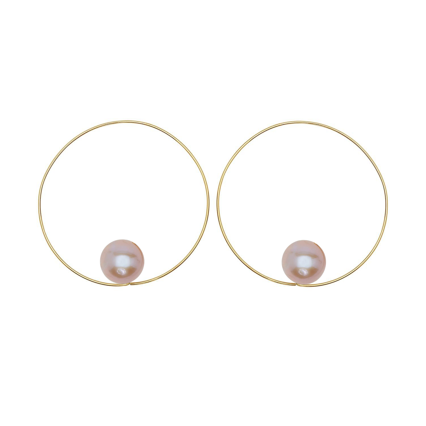 Small Round Hoops with Large Round Freshwater Pearls