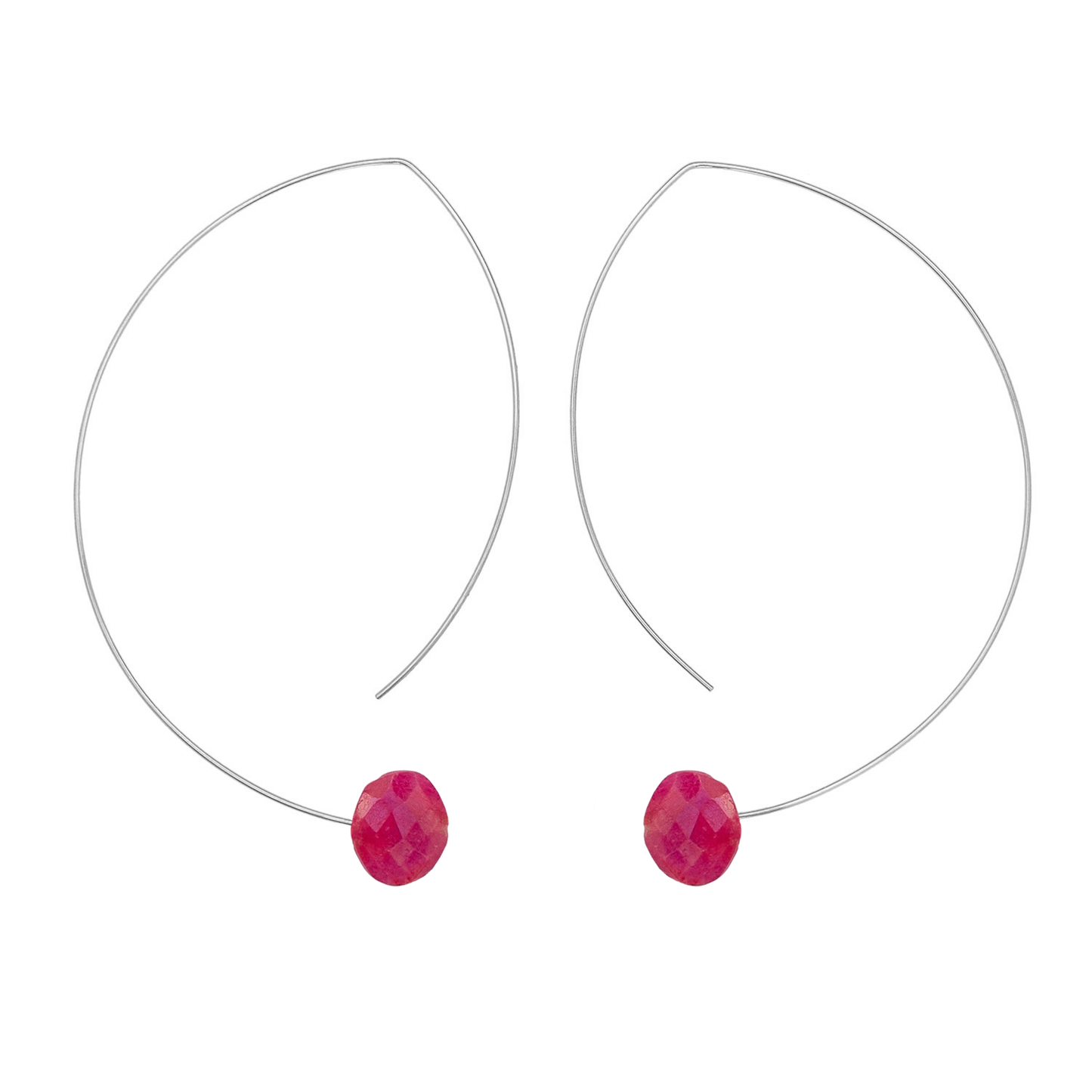 Angled Curve Earrings with hand-cut precious gems