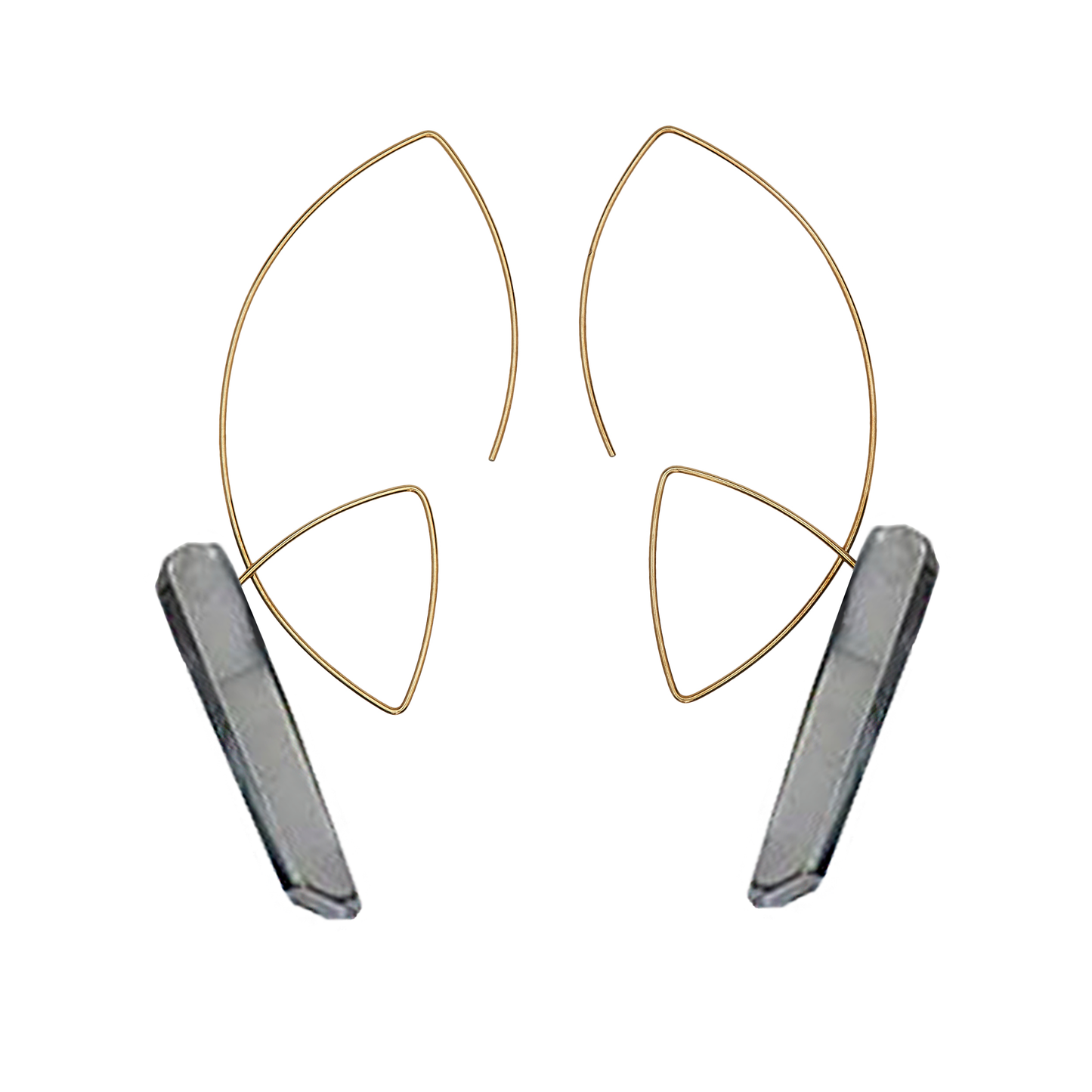 Large Angled Loop Earrings with Gemstone Shards