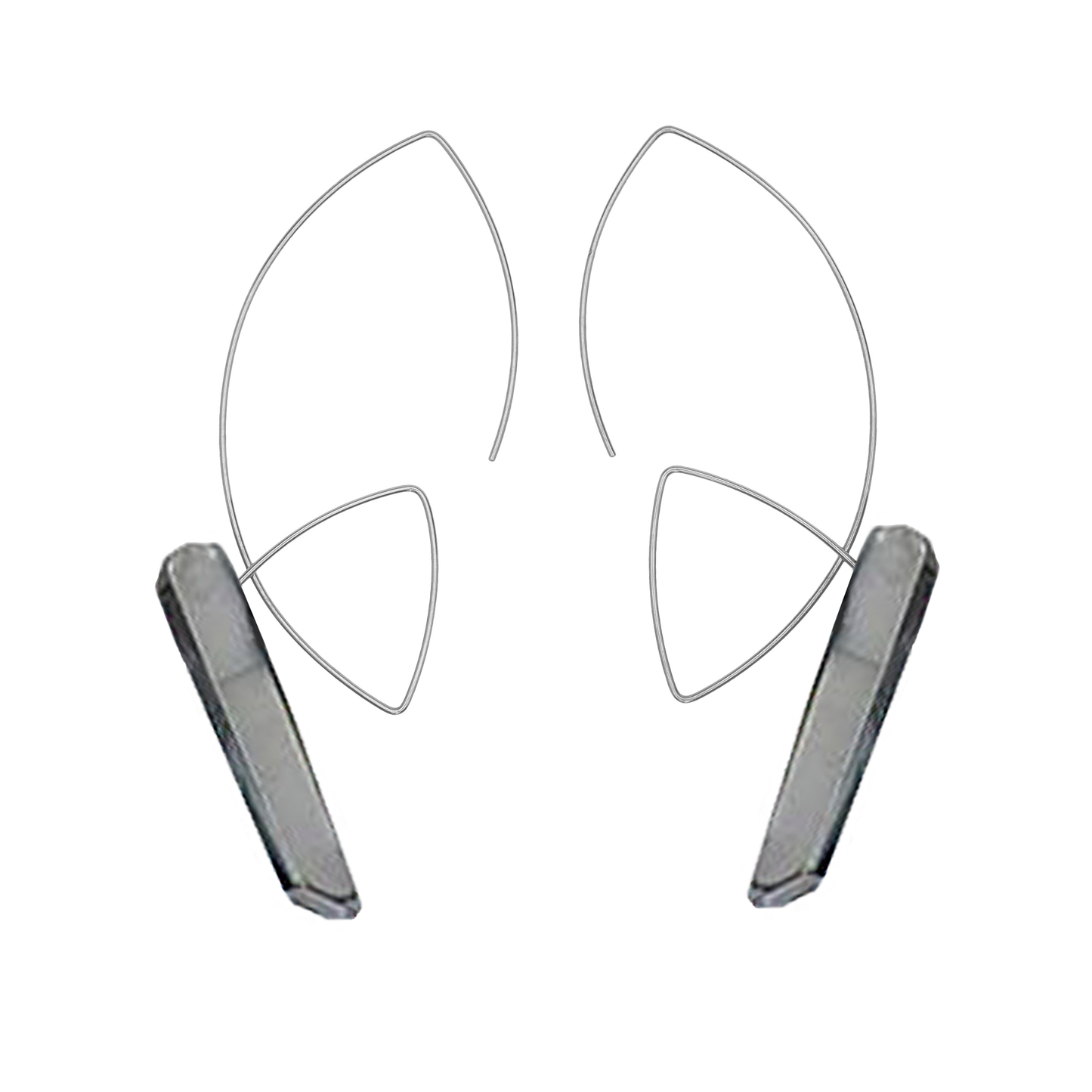 Large Angled Loop Earrings with Gemstone Shards