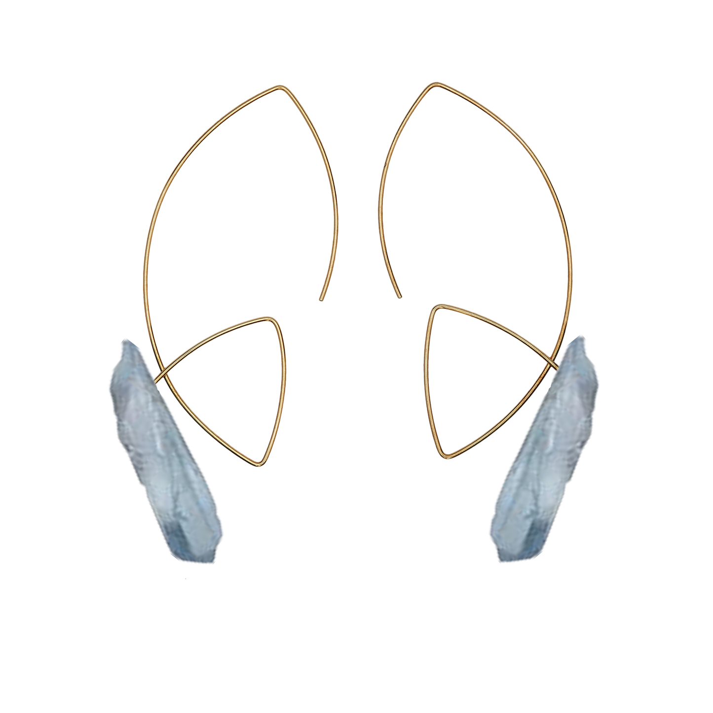 Large Angled Loop Earrings with Gemstone Shards