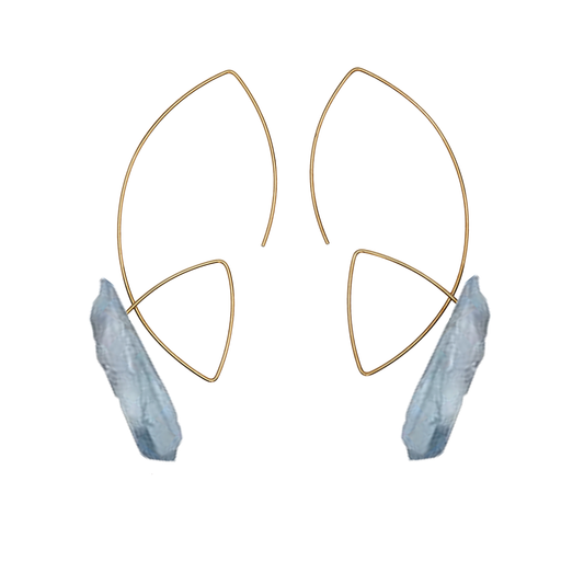 Large Angled Loop Earrings with Gemstone Shards