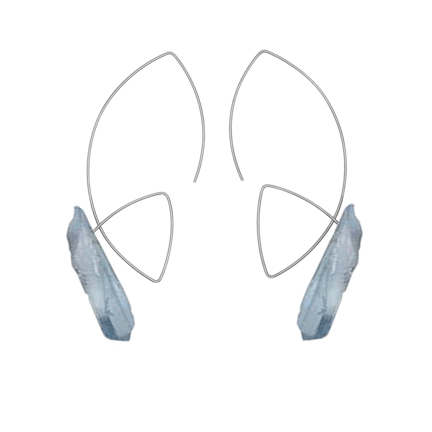Large Angled Loop Earrings with Gemstone Shards